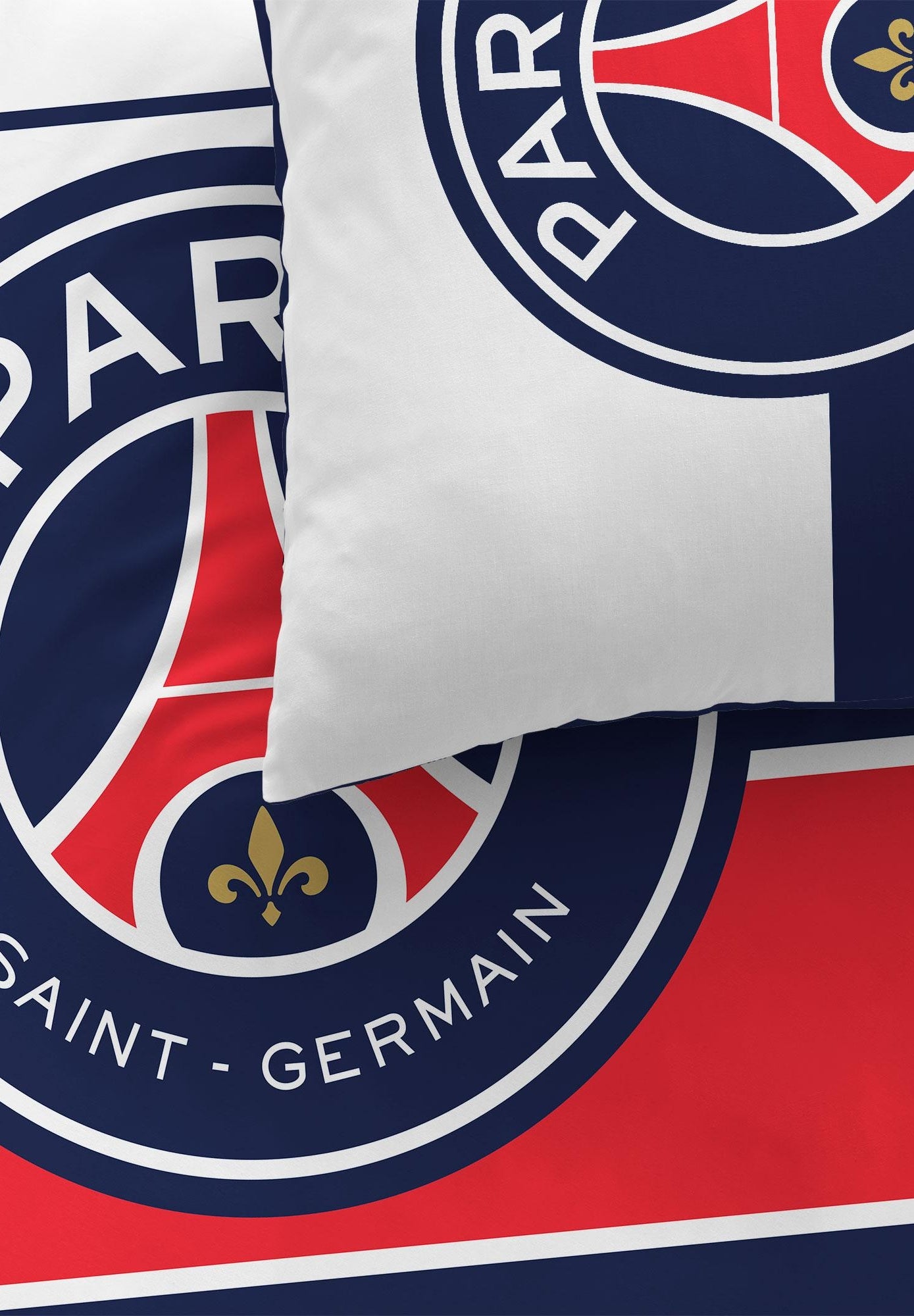 Parure de lit imprimée 100% coton, psg logo - Bleu