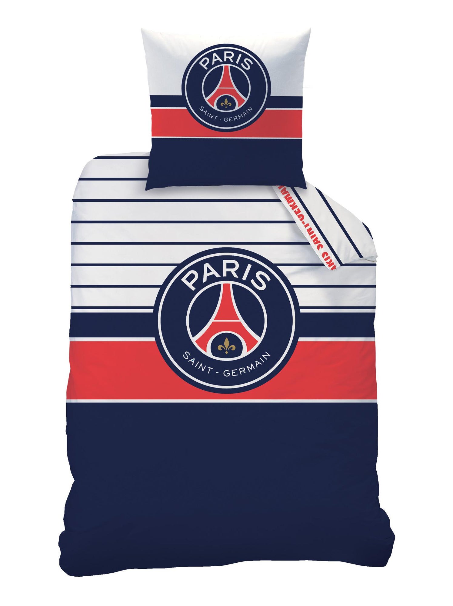 Parure de lit imprimée 100% coton, psg logo - Bleu