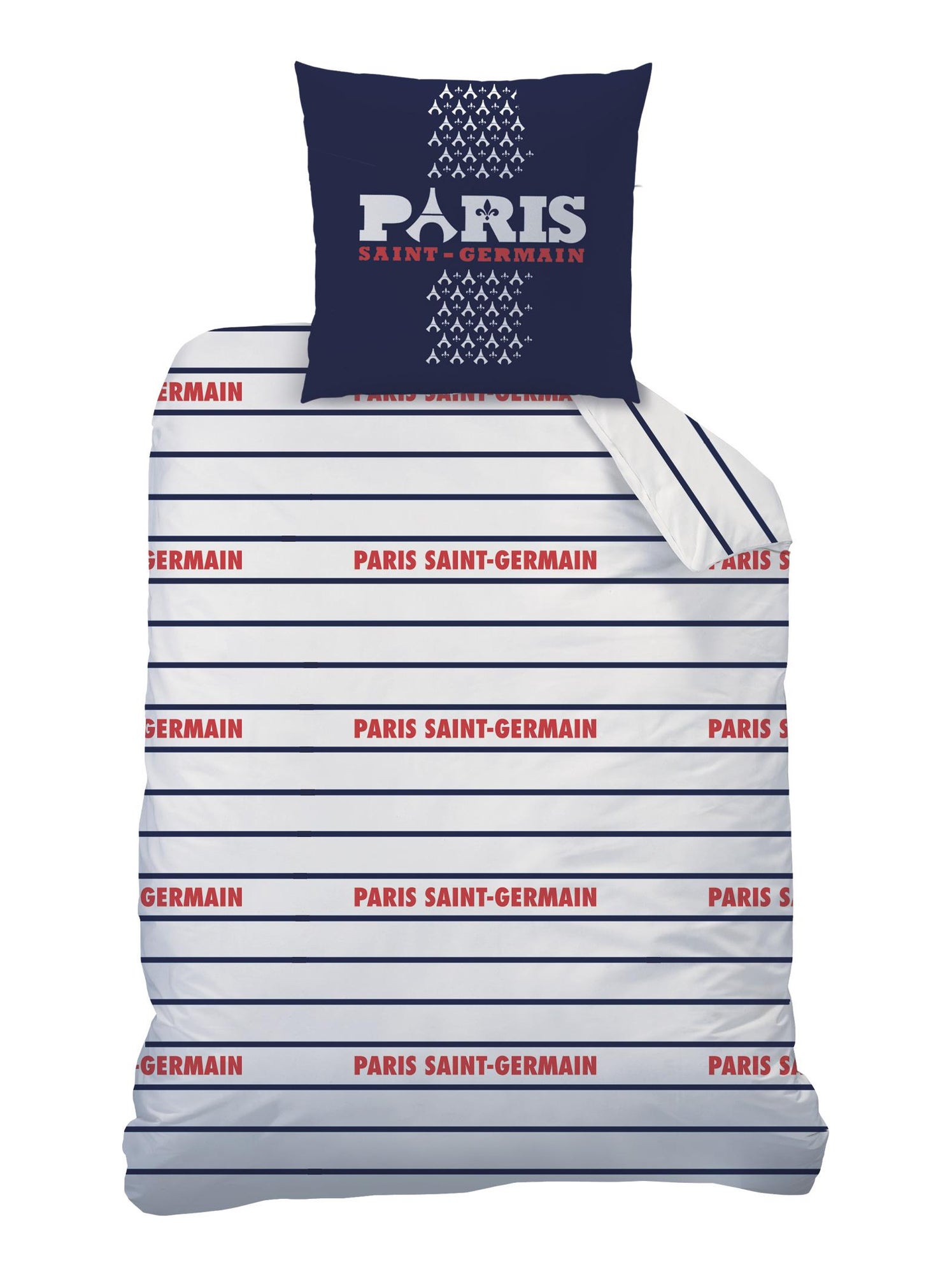 Parure de lit imprimée 100% coton, psg logo - Bleu