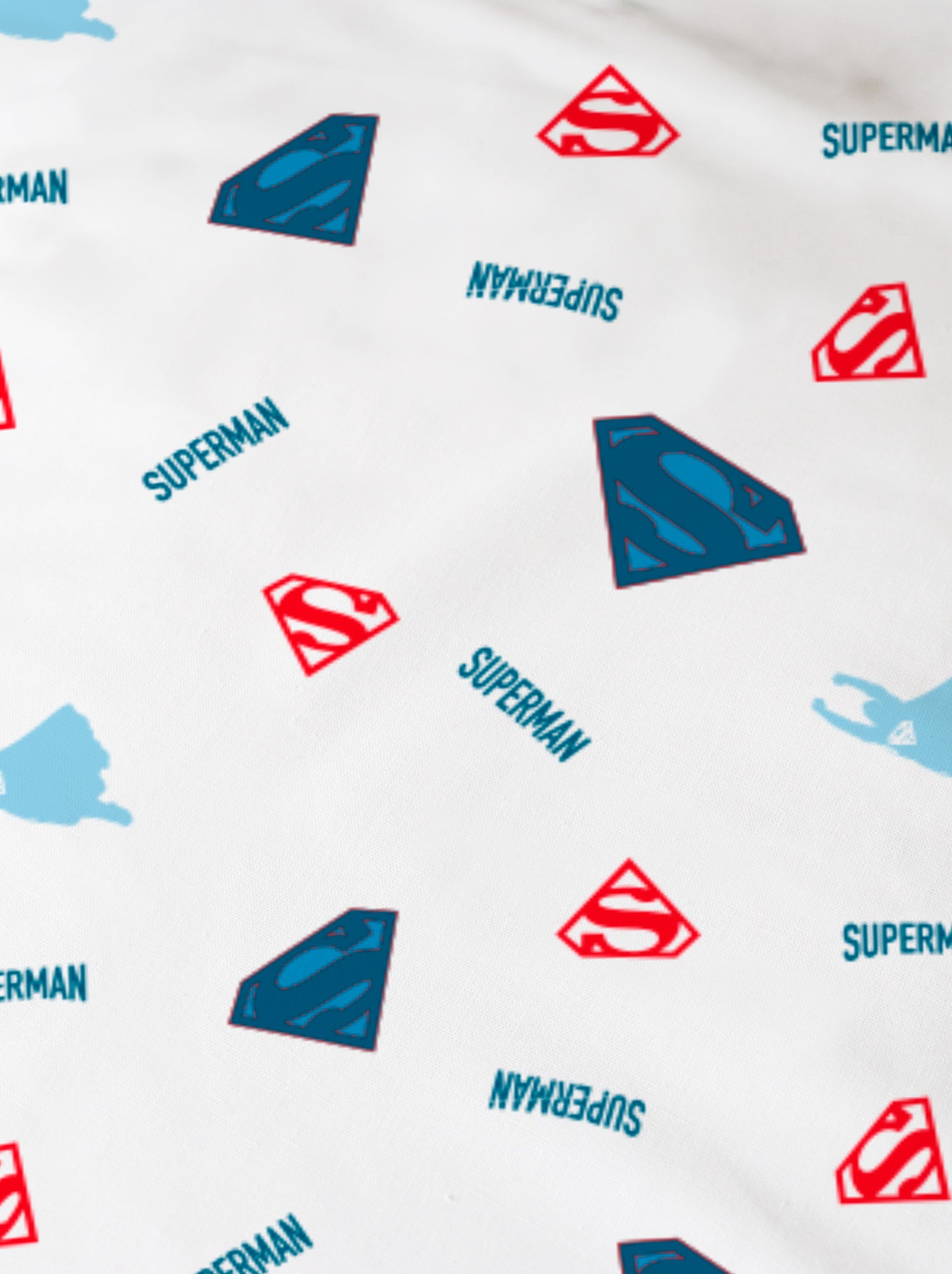 Parure de lit imprimée 100% coton, SUPERMAN SUPERA - Bleu