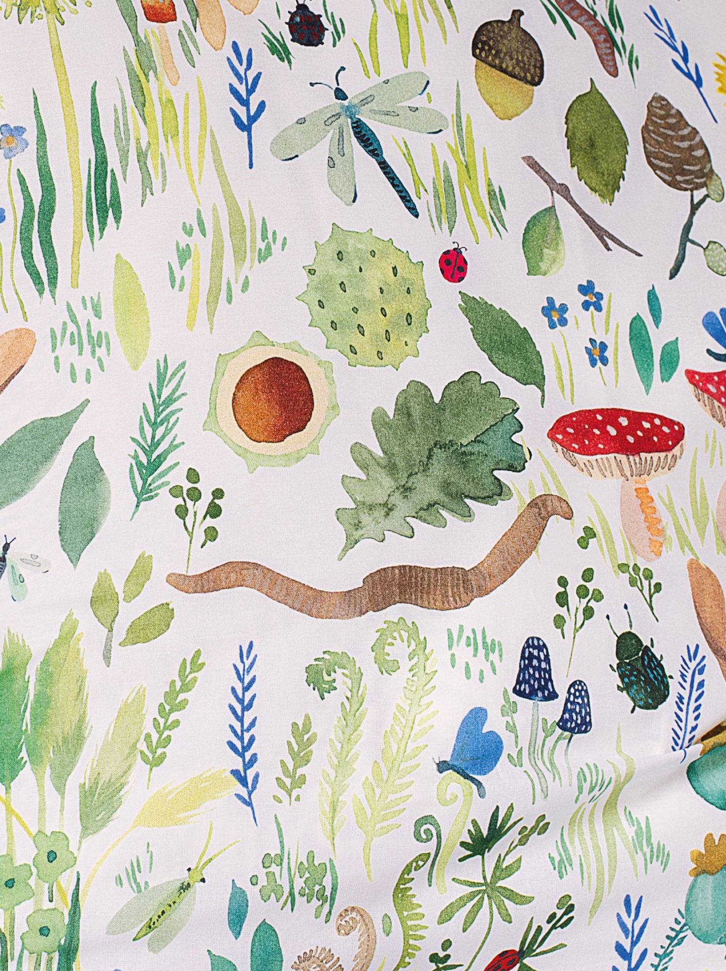 Parure de lit imprimée 100% coton, WEE BLUE BELL FAUNE ET FLORE - Multicolore