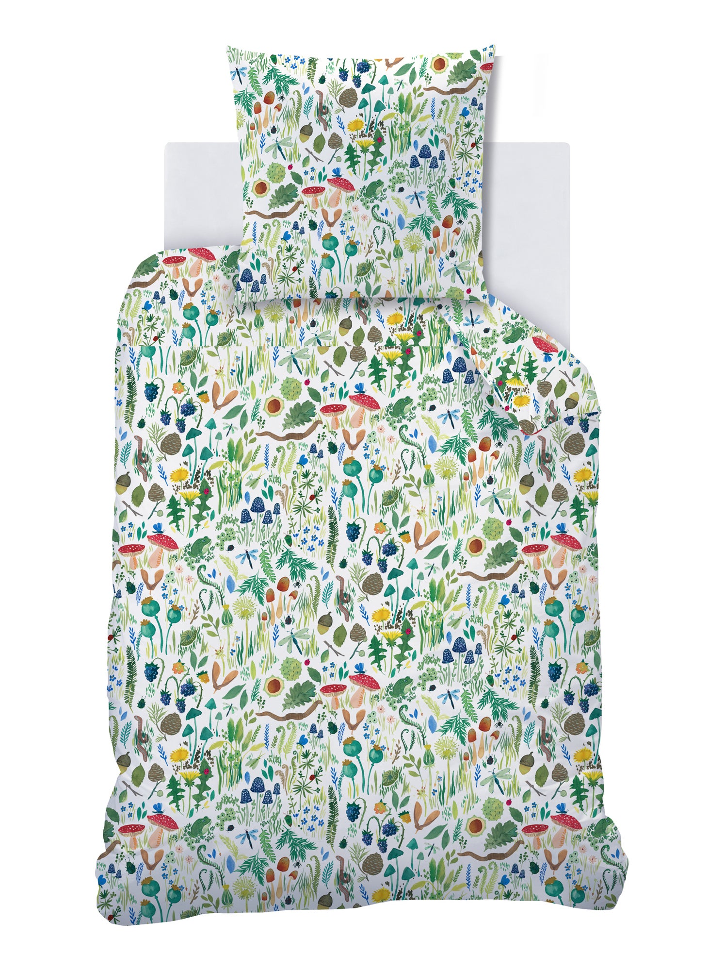 Parure de lit imprimée 100% coton, WEE BLUE BELL FAUNE ET FLORE - Multicolore