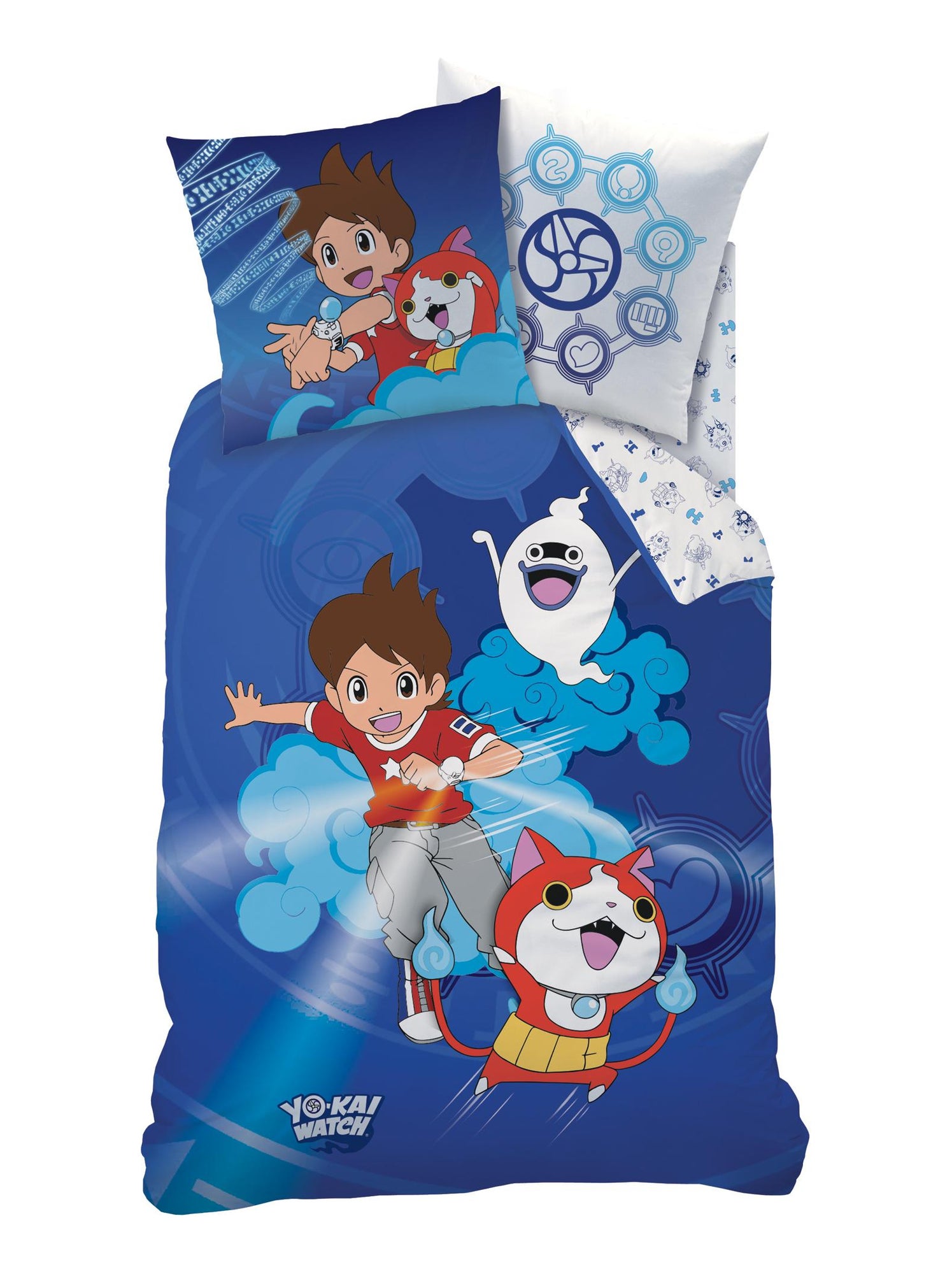 Parure de lit imprimée 100% coton, YO-KAI WATCH GANG - Bleu