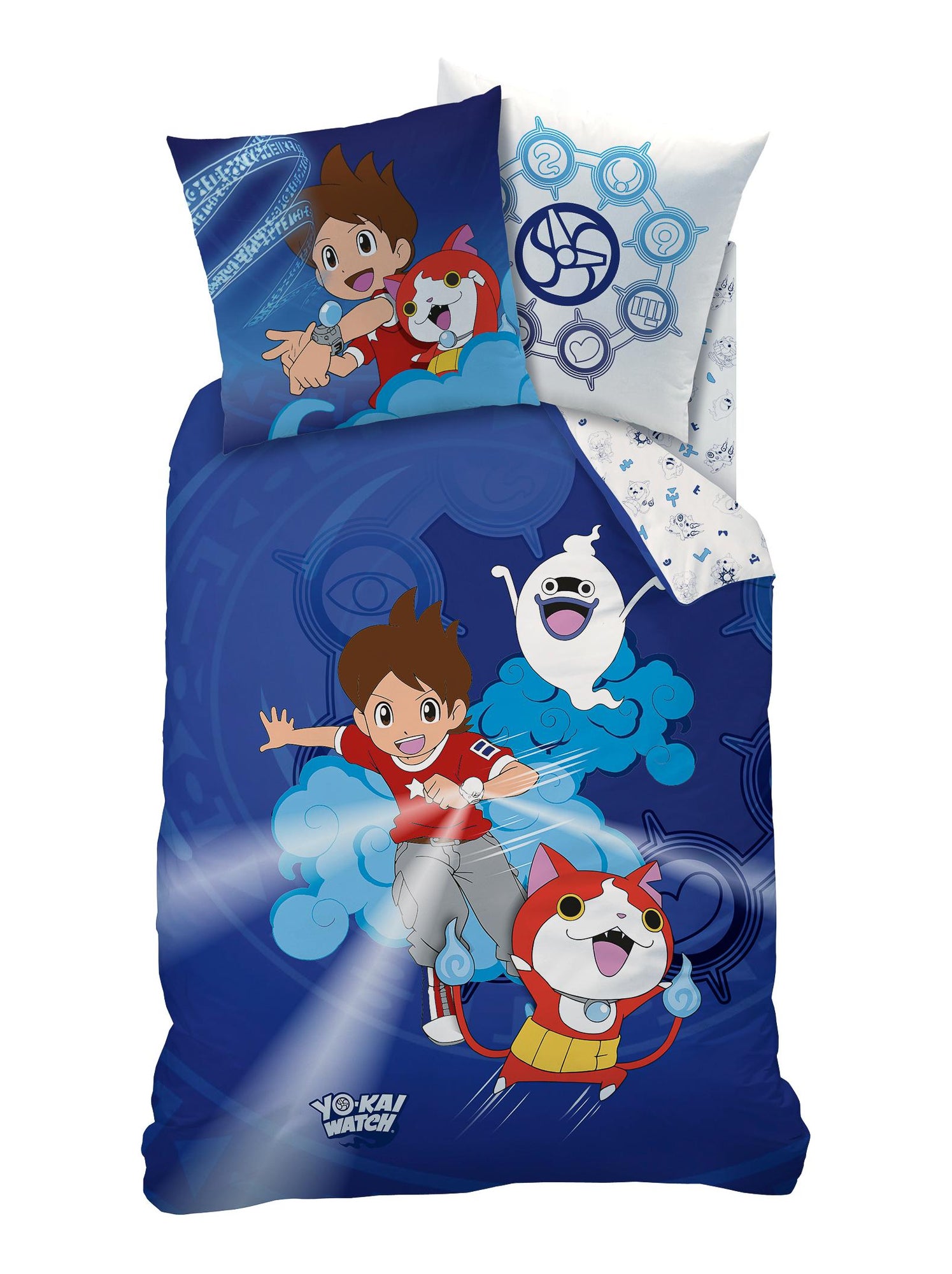 Parure de lit imprimée 100% coton, YO-KAI WATCH GANG - Bleu