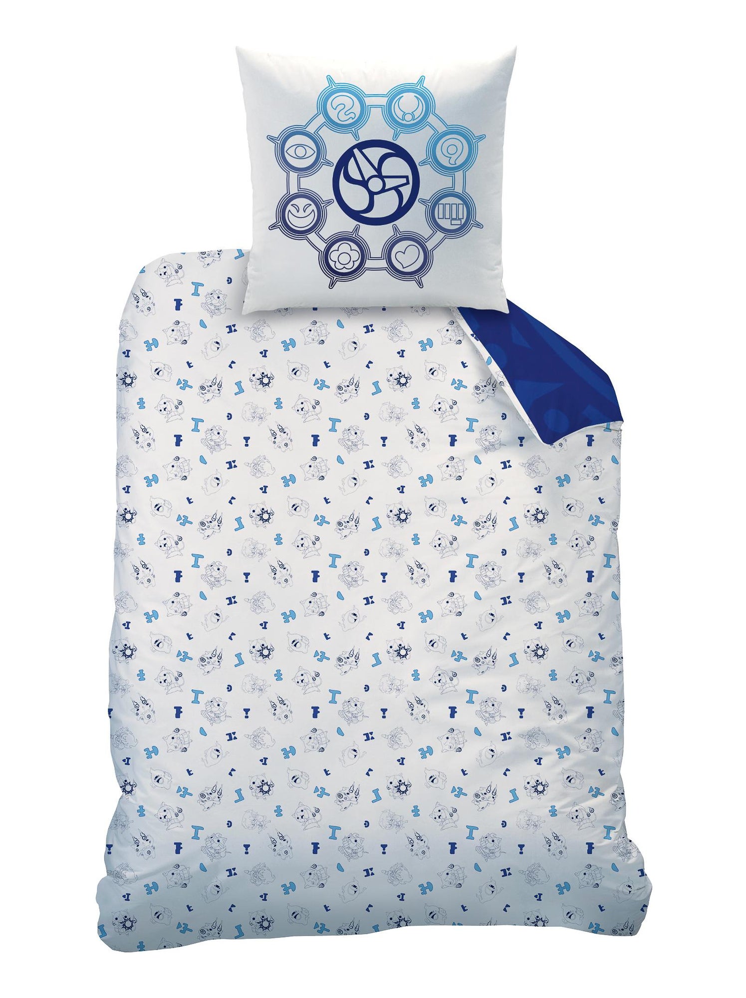 Parure de lit imprimée 100% coton, YO-KAI WATCH GANG - Bleu