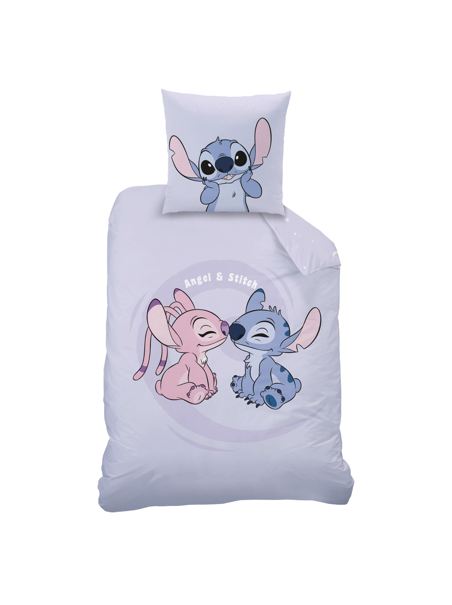 Parure de lit imprimée + drap housse 100% coton, DISNEY HOME STITCH HAPPY - Violet