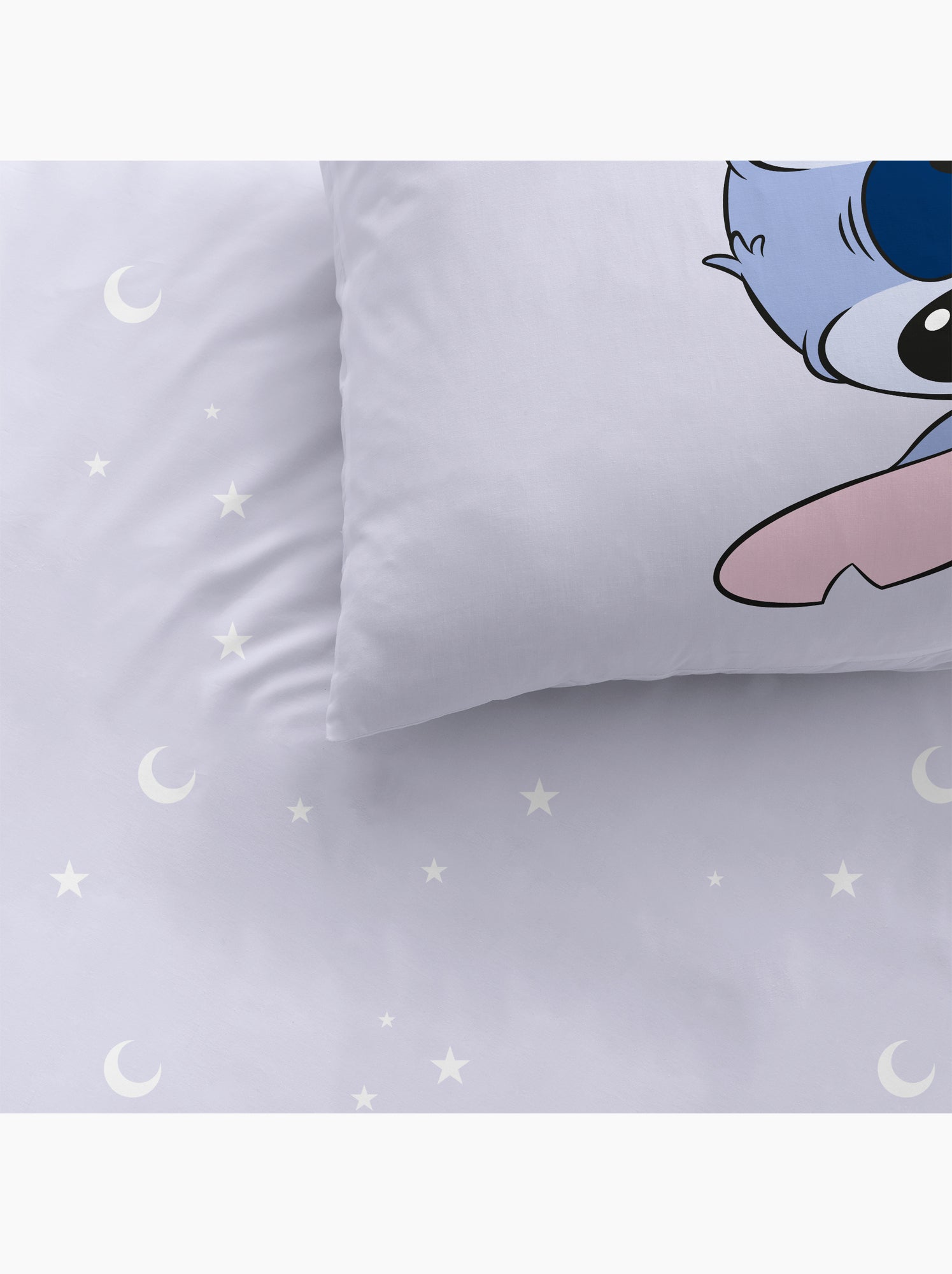 Parure de lit imprimée + drap housse 100% coton, DISNEY HOME STITCH HAPPY - Violet