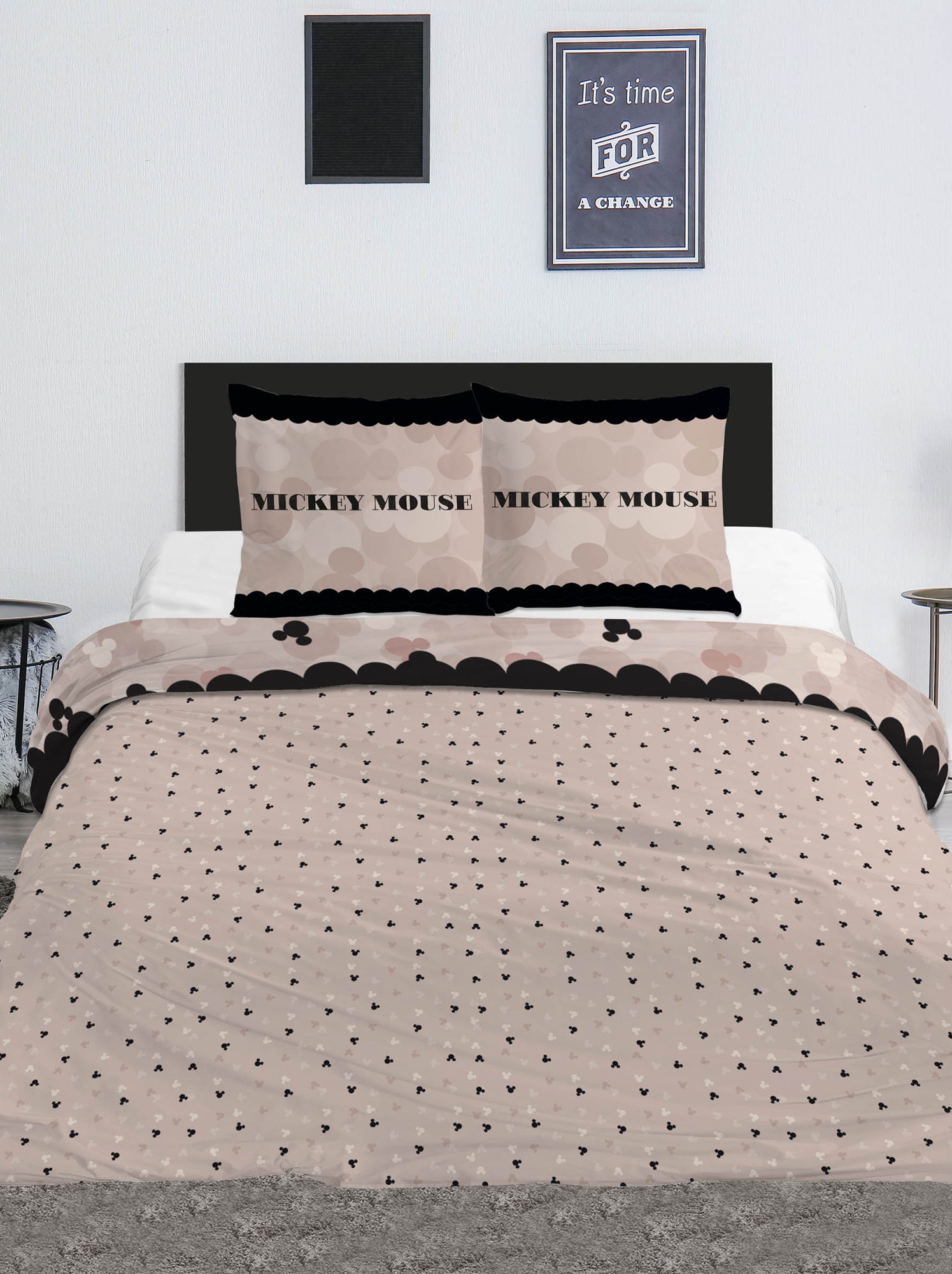 Parure de lit 'Mickey Mouse' & 'Minnie Mouse' 'Disney' - 2 personnes - Beige