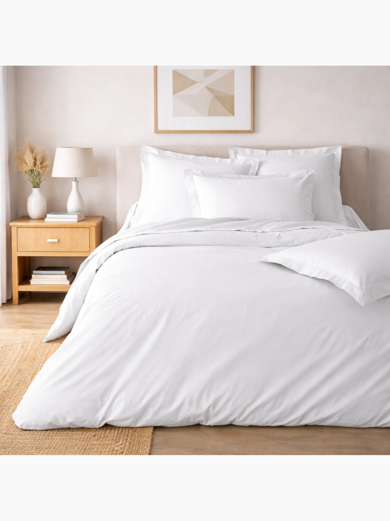 Parure de lit – percale de coton 78 fils – qualité hôtel – 2 taies 63x63 cm - Blanc