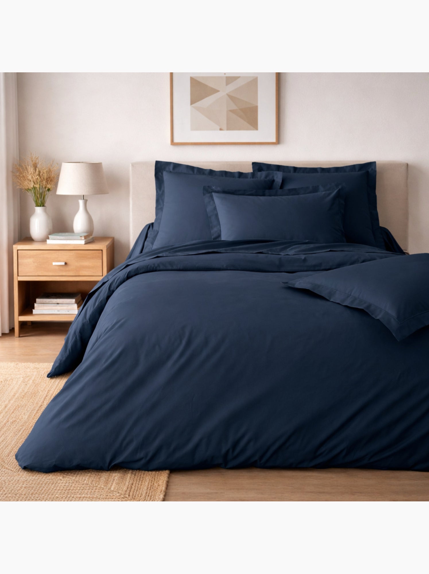 Parure de lit – percale de coton 78 fils – qualité hôtel – 2 taies 63x63 cm - Bleu