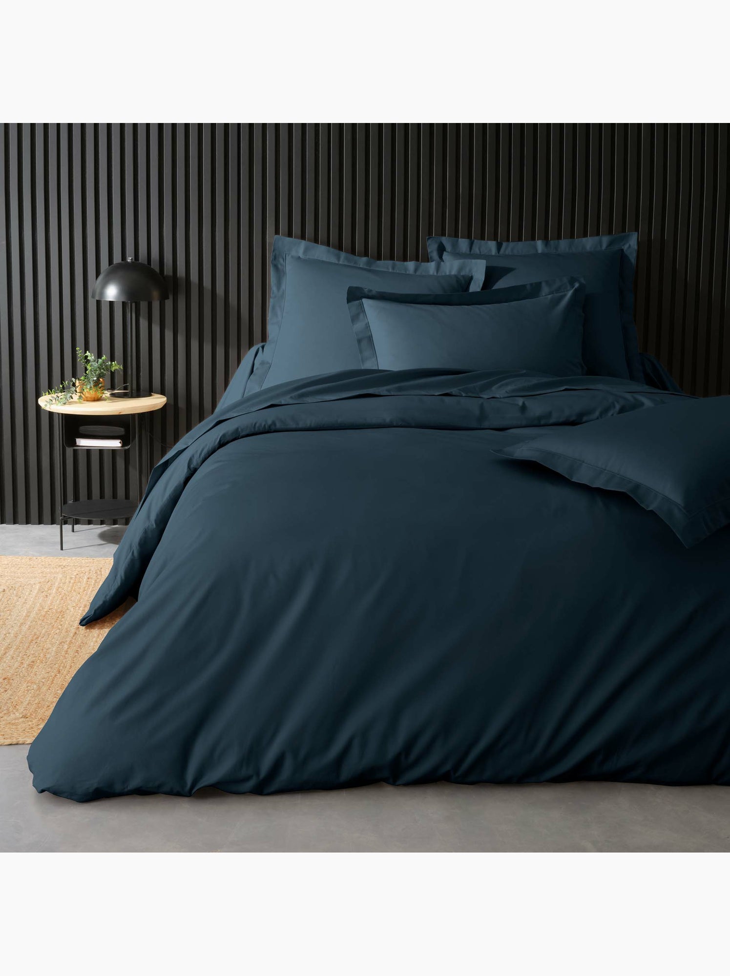 Parure de lit – percale de coton 78 fils – qualité hôtel – 2 taies 63x63 cm - Bleu