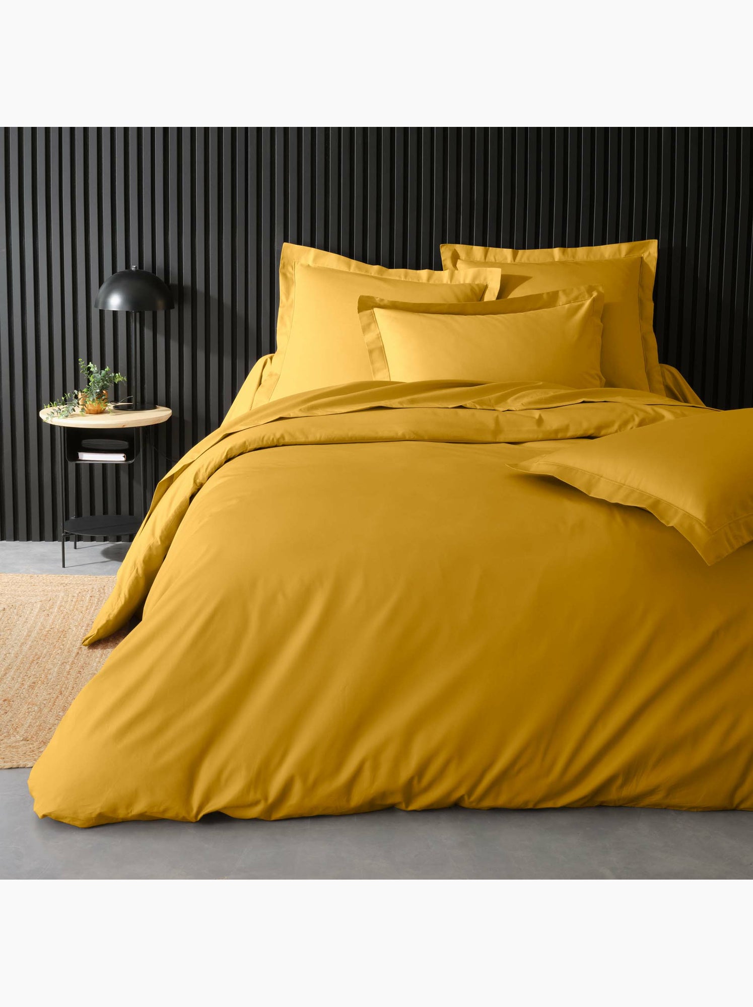 Parure de lit – percale de coton 78 fils – qualité hôtel – 2 taies 63x63 cm - Curry