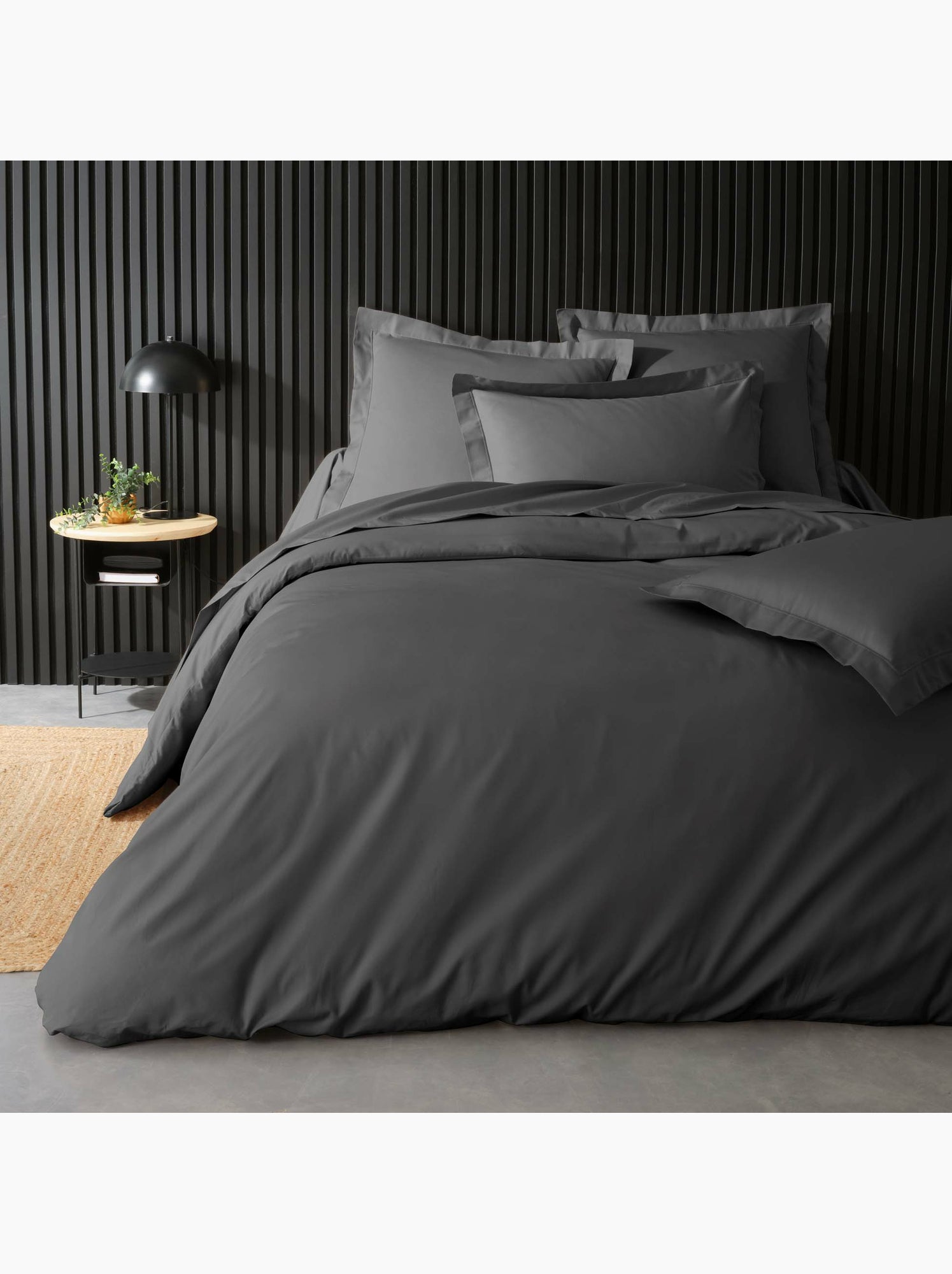 Parure de lit – percale de coton 78 fils – qualité hôtel – 2 taies 63x63 cm - Gris Acier
