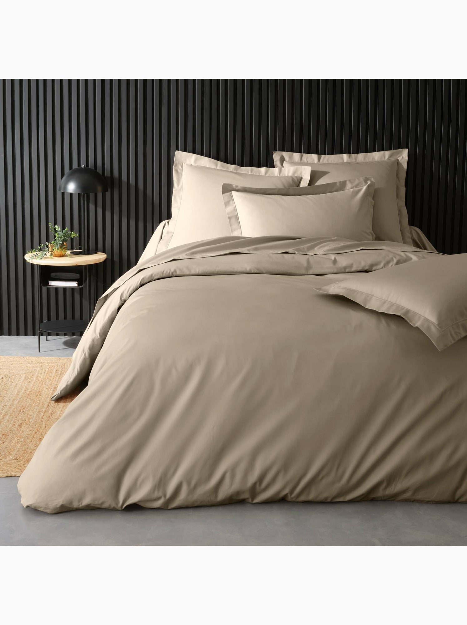 Parure de lit – percale de coton 78 fils – qualité hôtel – 2 taies 63x63 cm - Sable