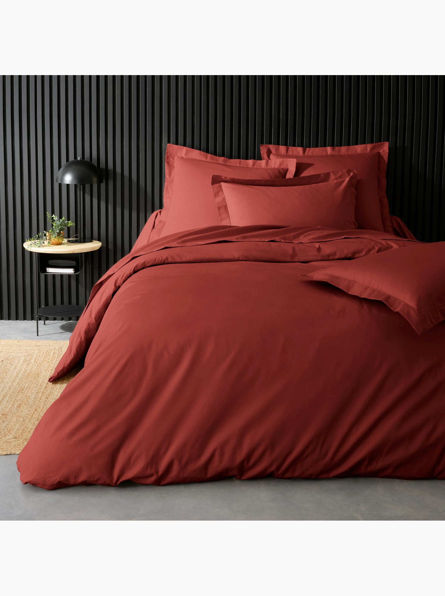 Parure de lit – percale de coton 78 fils – qualité hôtel – 2 taies 63x63 cm - Terracotta