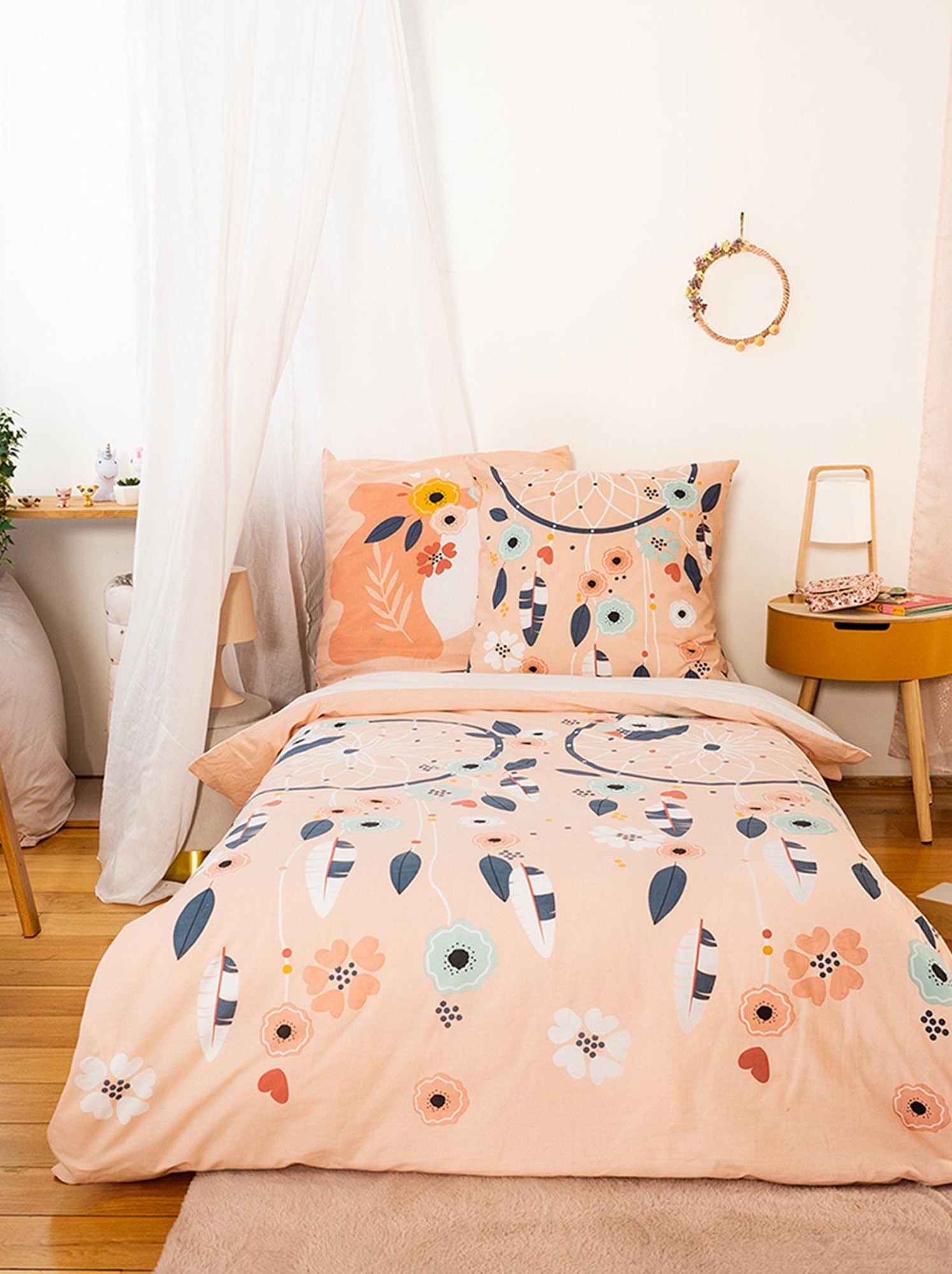 Parure de lit pour enfant réversible à bi-histoire - Orange clair