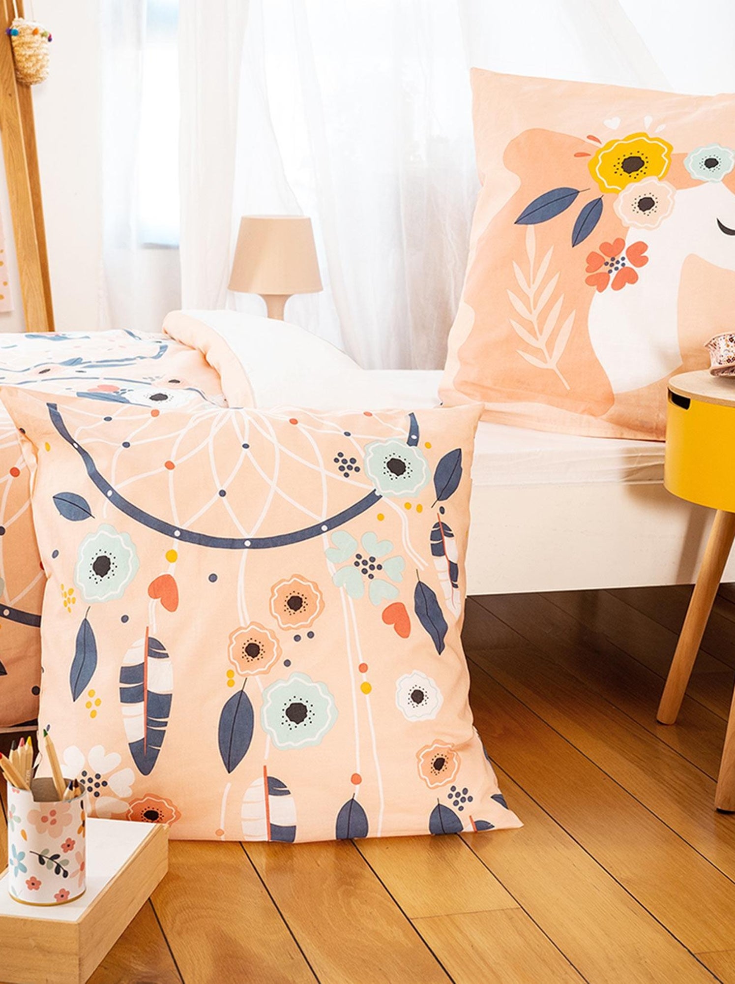 Parure de lit pour enfant réversible à bi-histoire - Orange clair