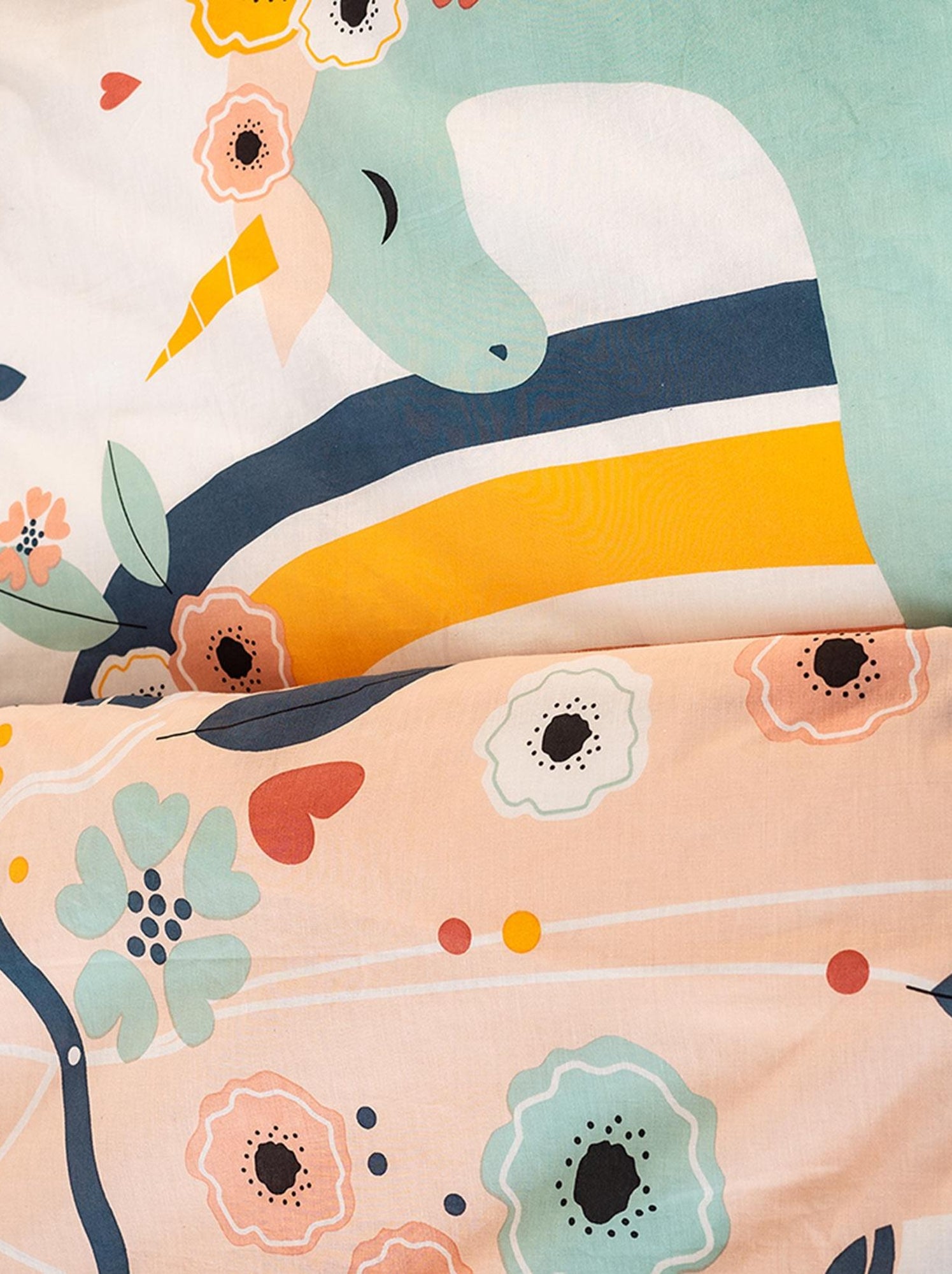 Parure de lit pour enfant réversible à bi-histoire - Orange clair