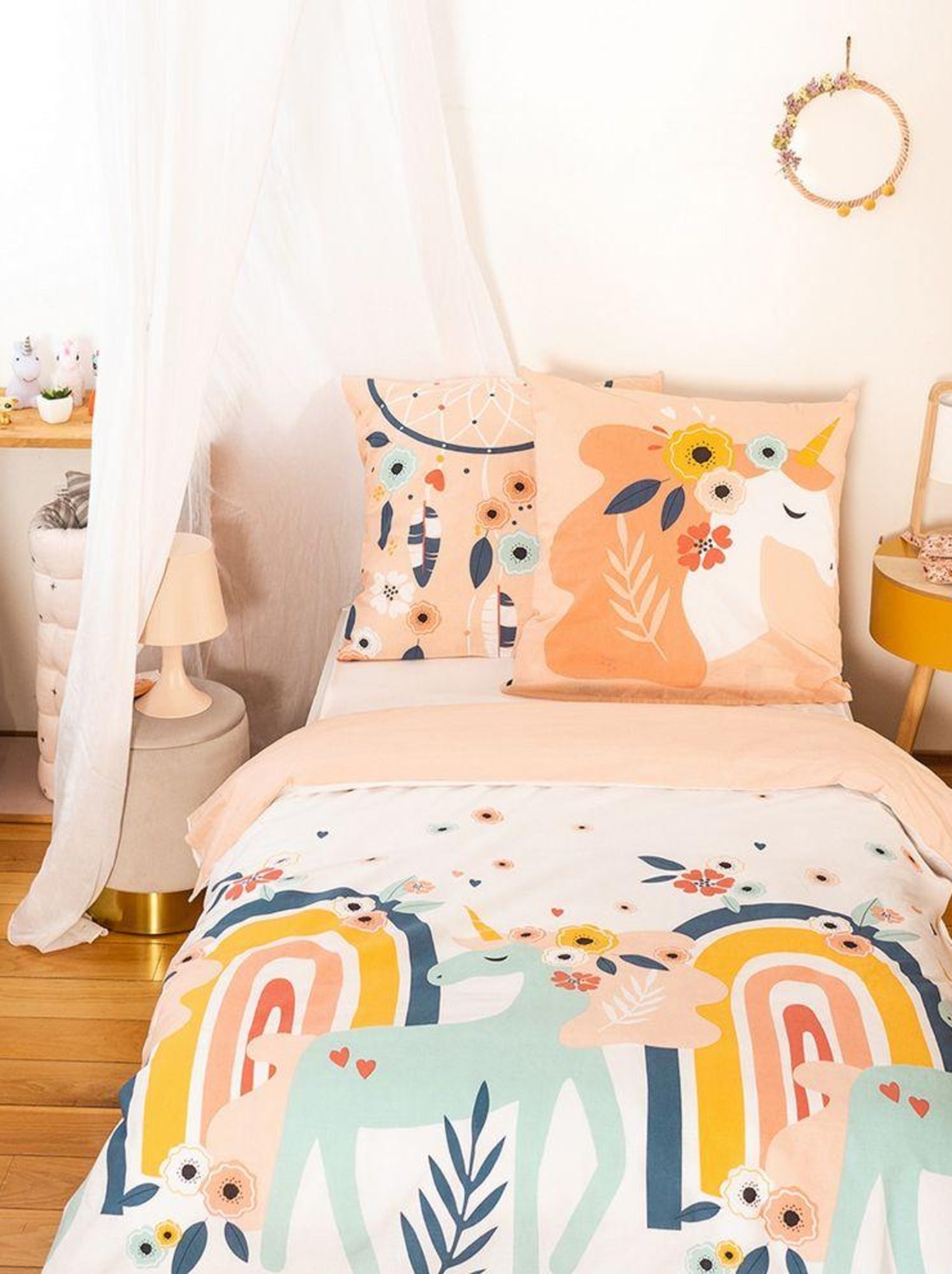 Parure de lit pour enfant réversible à bi-histoire - Orange clair