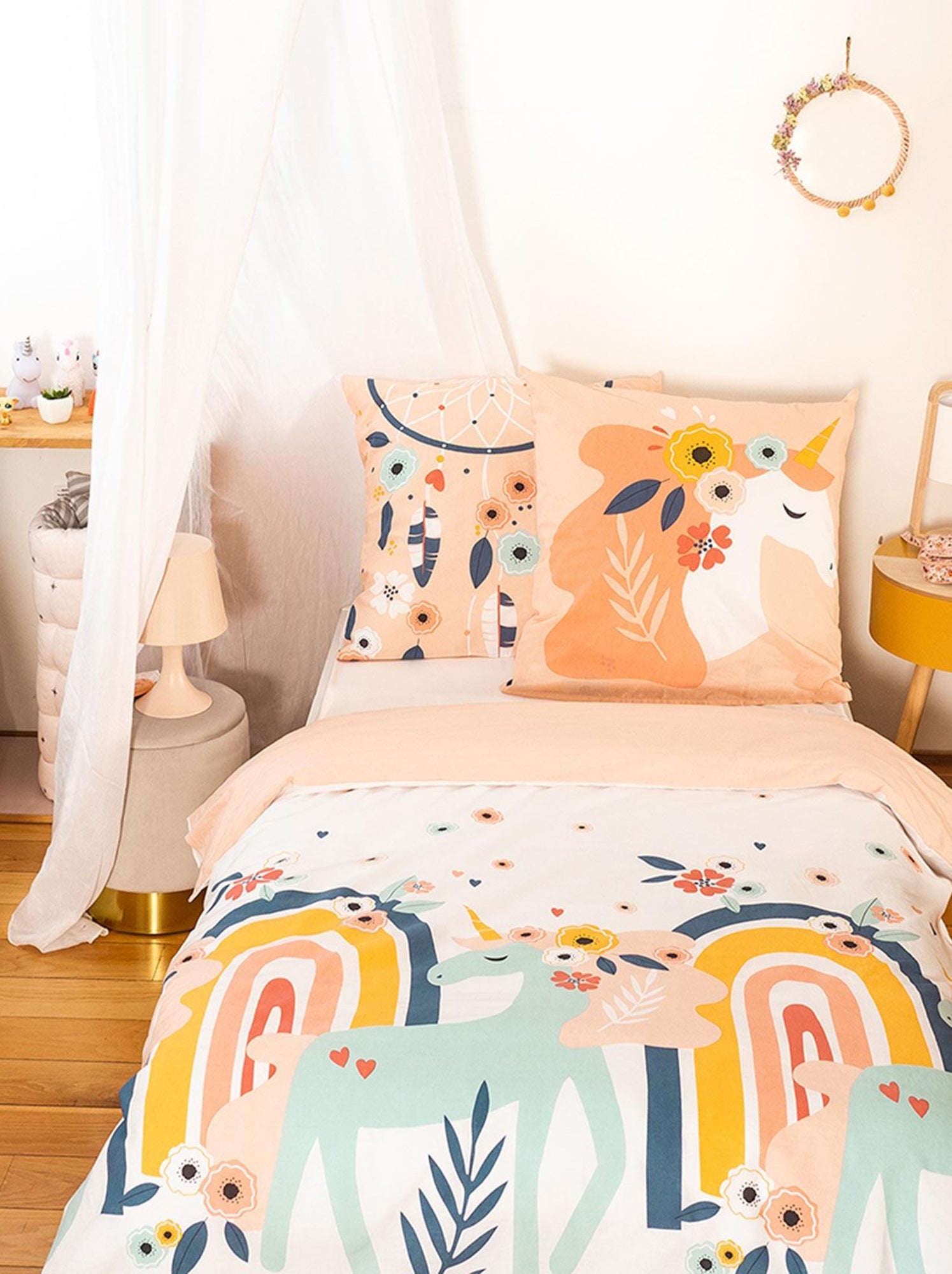 Parure de lit pour enfant réversible à bi-histoire - Orange clair