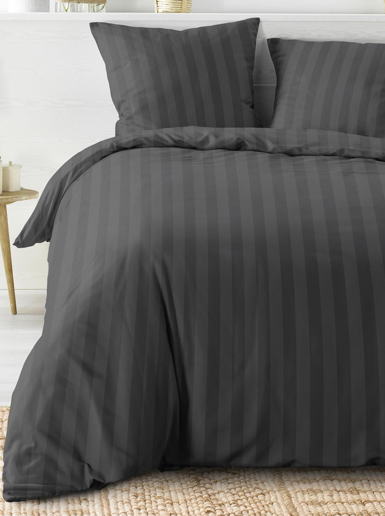 Parure de lit rayures dans le tissage - Gris