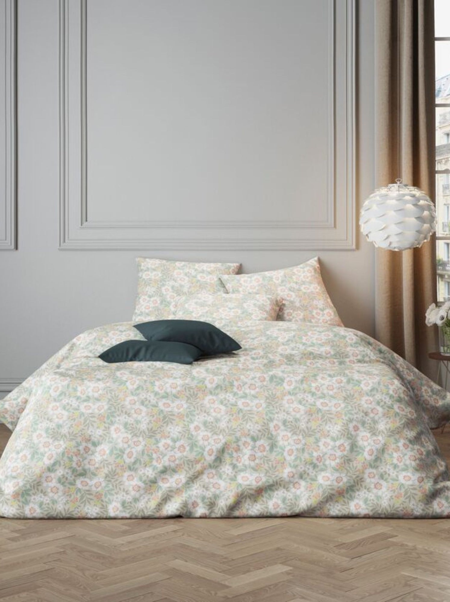 Parure de lit satin cynor - Gris clair