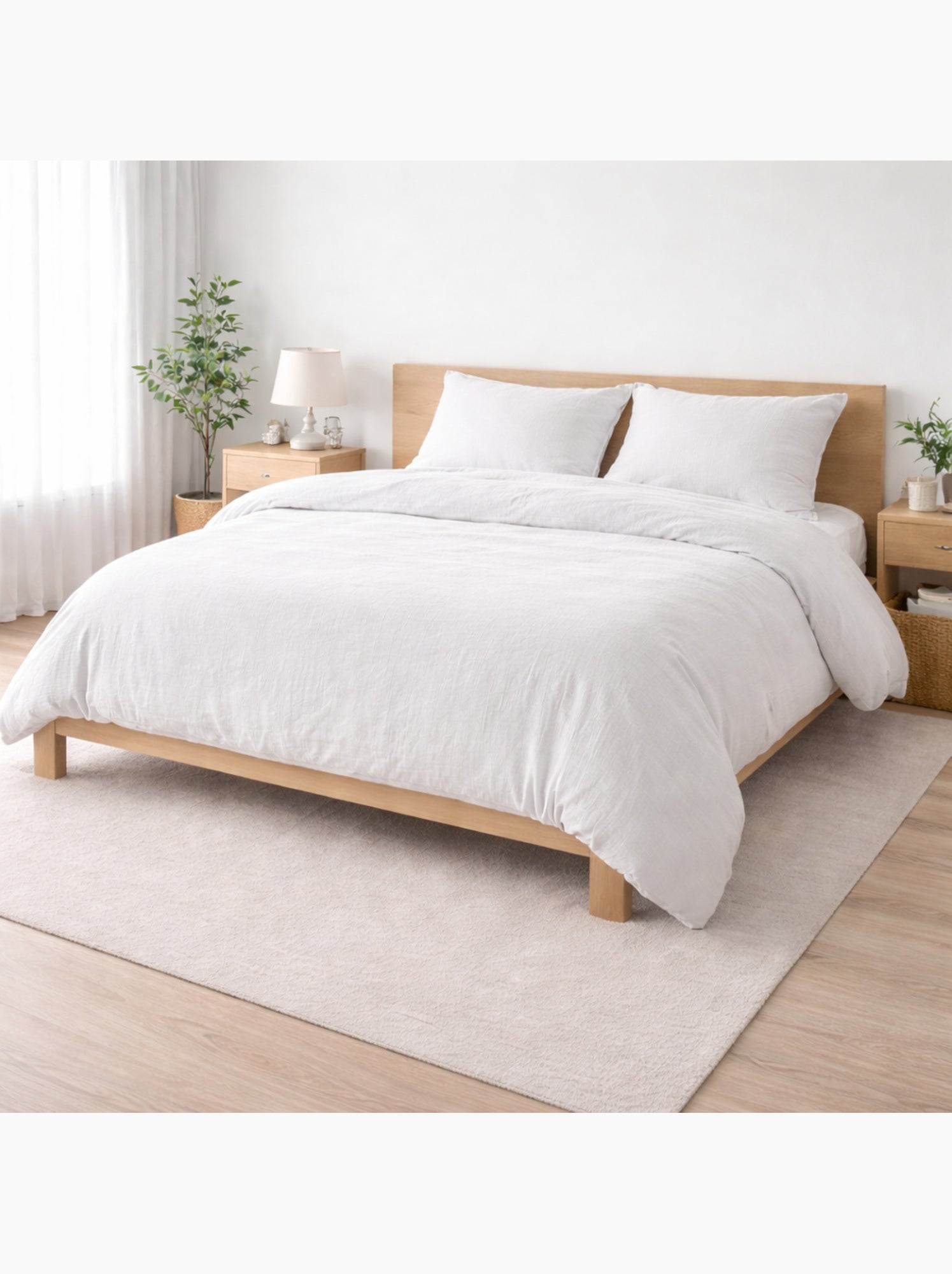 Parure de lit sienna + 2 taies 63x63 cm – double face gaze de coton & coton 57 fils - Blanc