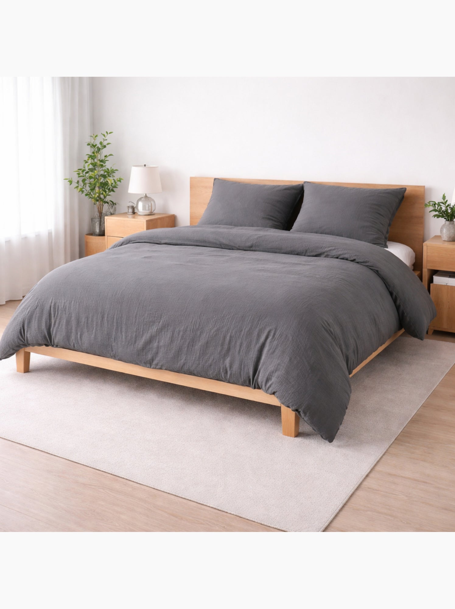 Parure de lit sienna + 2 taies 63x63 cm – double face gaze de coton & coton 57 fils - Gris