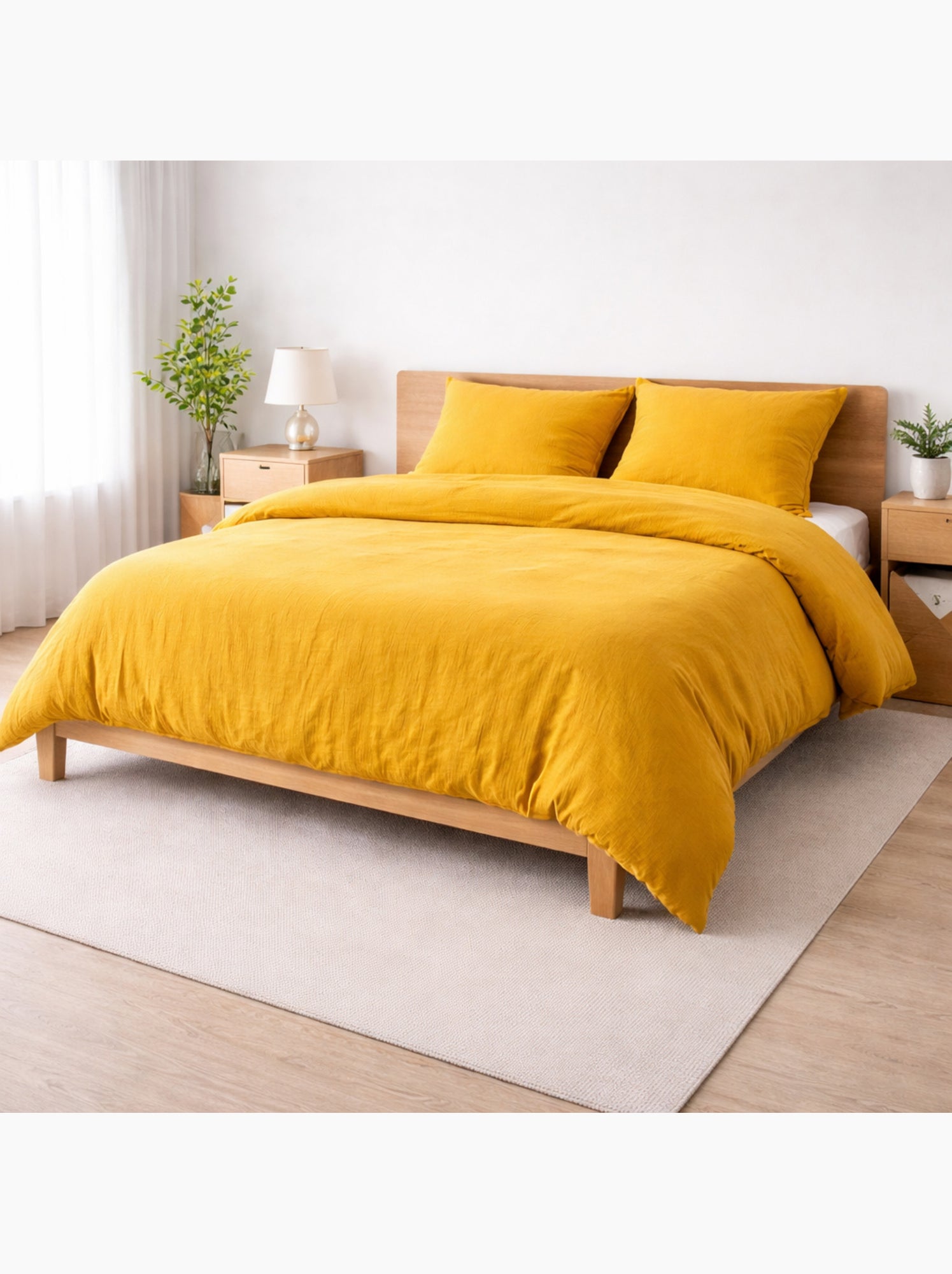 Parure de lit sienna + 2 taies 63x63 cm – double face gaze de coton & coton 57 fils - Jaune