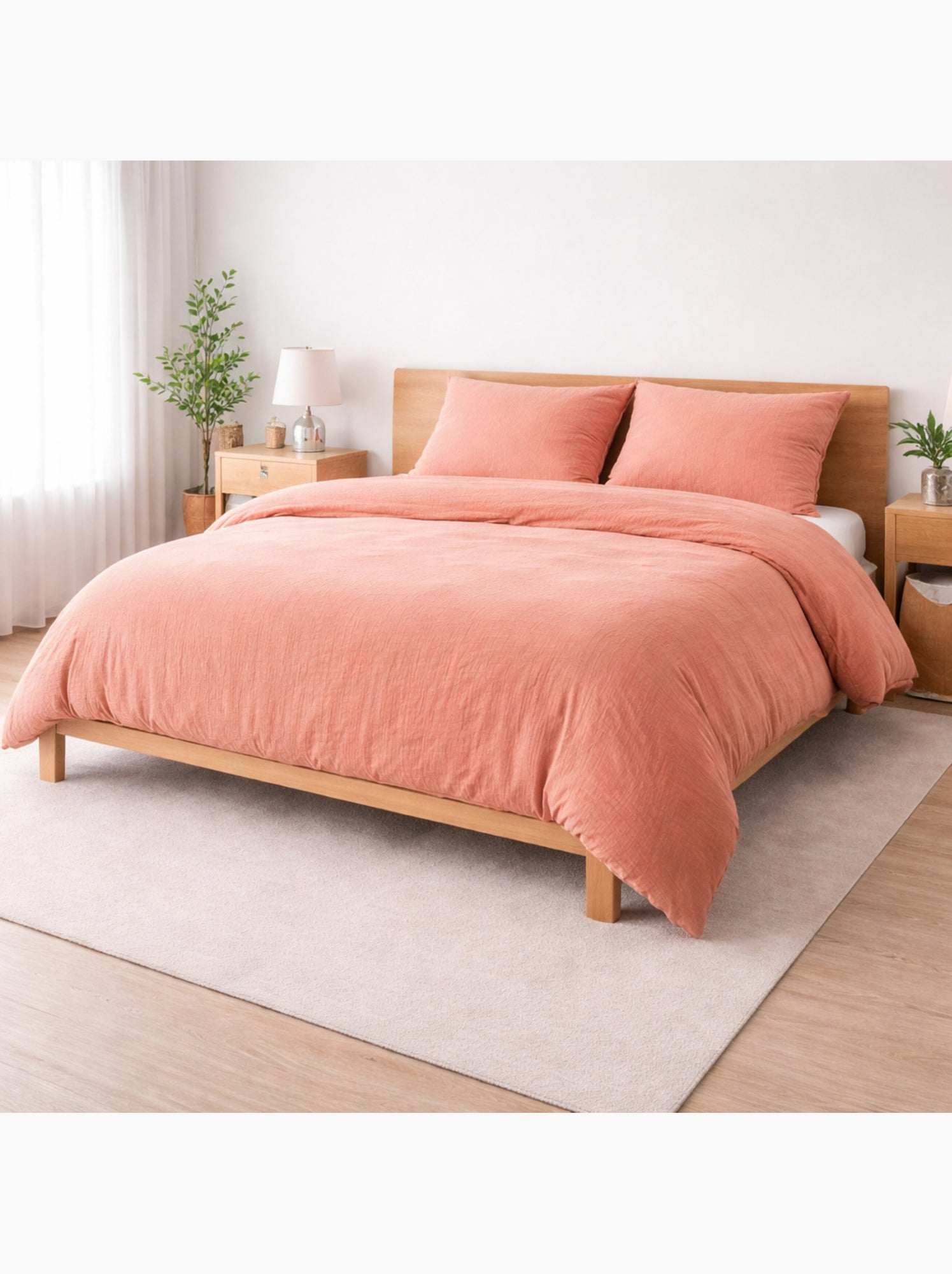 Parure de lit sienna + 2 taies 63x63 cm – double face gaze de coton & coton 57 fils - Rose