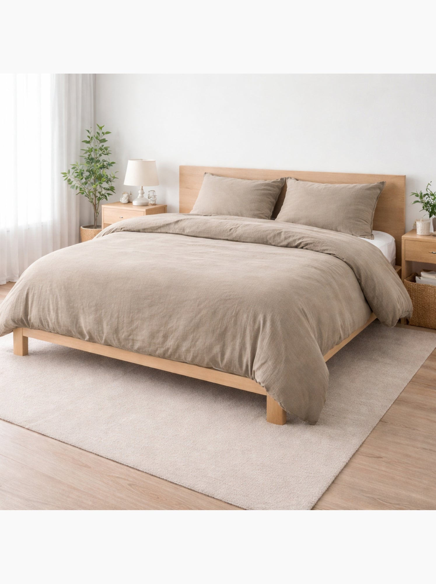 Parure de lit sienna + 2 taies 63x63 cm – double face gaze de coton & coton 57 fils - Sable
