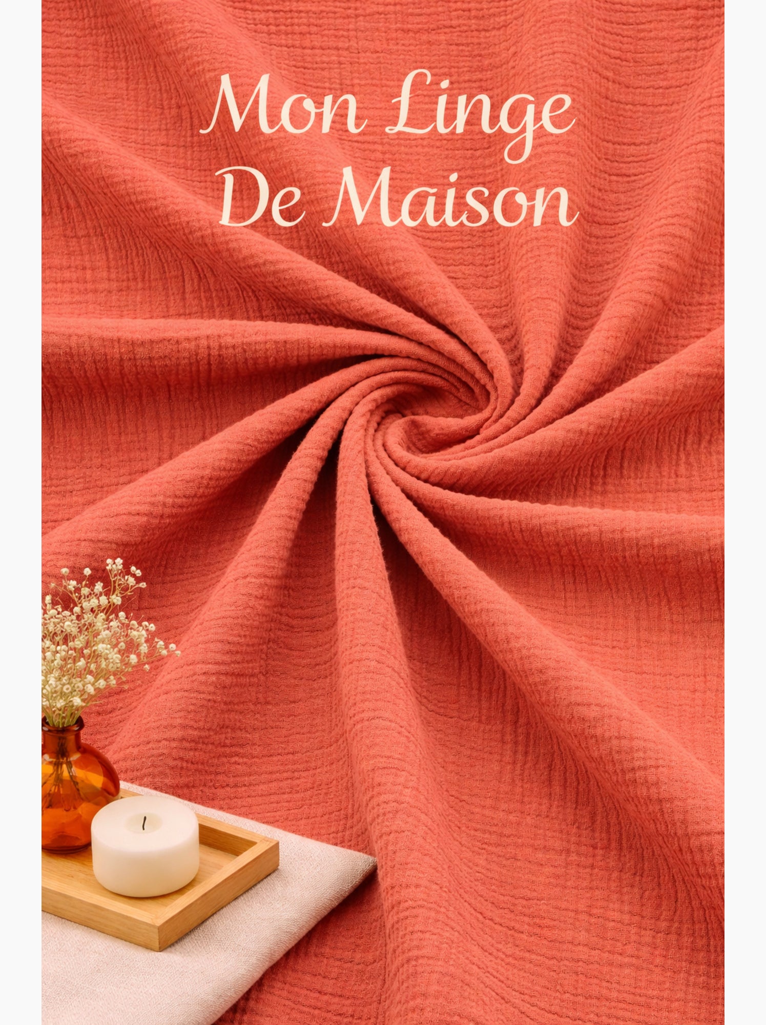 Parure de lit sienna + 2 taies 63x63 cm – double face gaze de coton & coton 57 fils - Terracotta