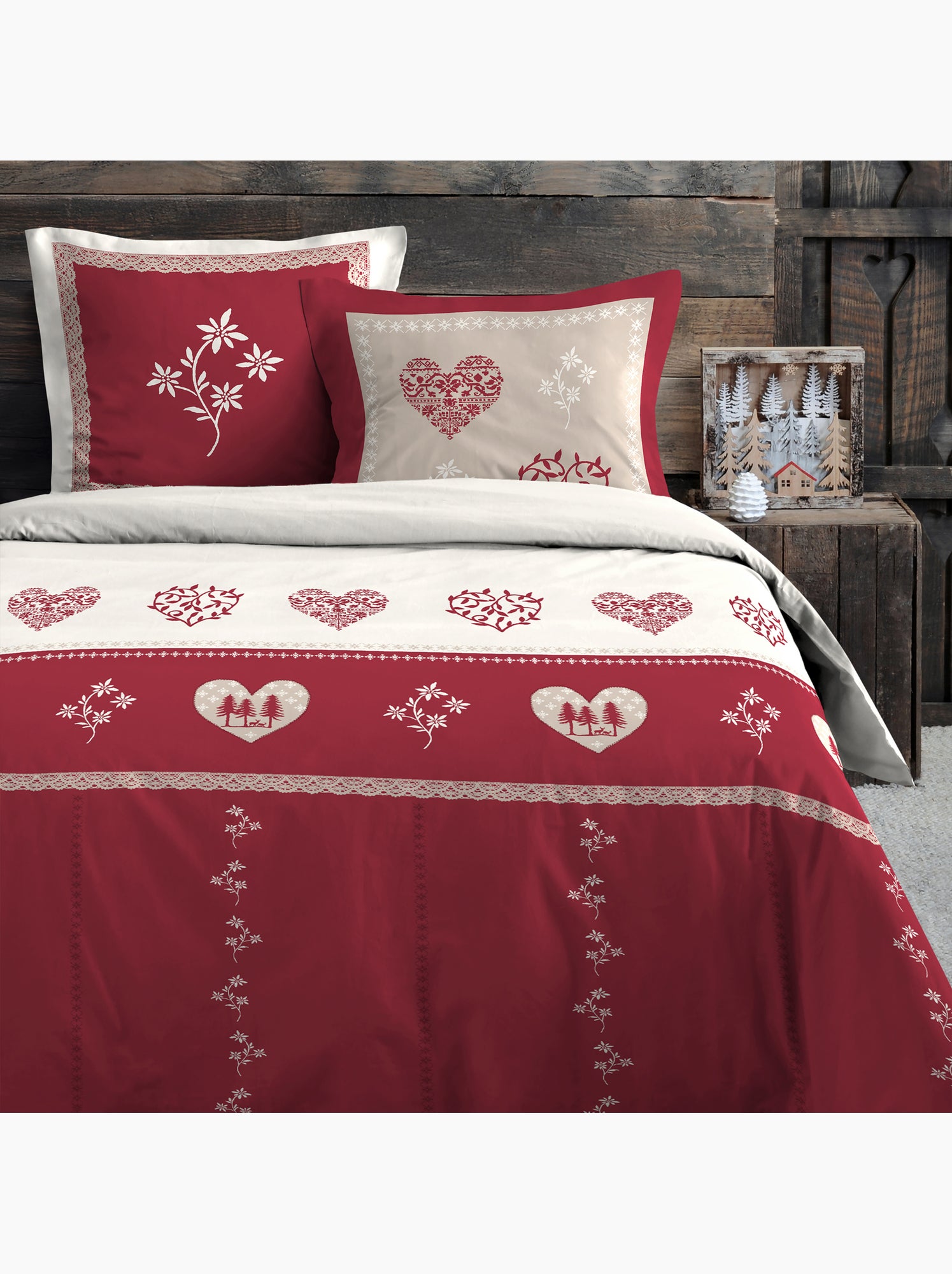 Parure de lit style montagne chaleureuse - Rouge