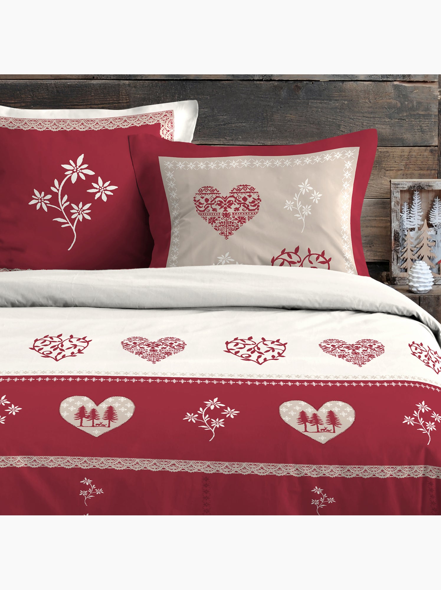 Parure de lit style montagne chaleureuse - Rouge