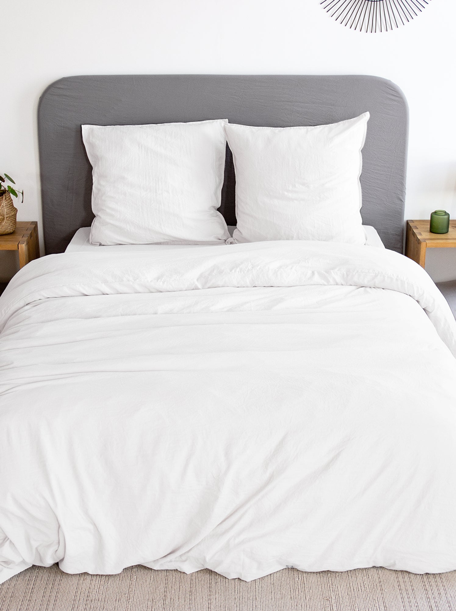 Parure de lit unie ultra douce - 1 ou 2 personnes - Blanc