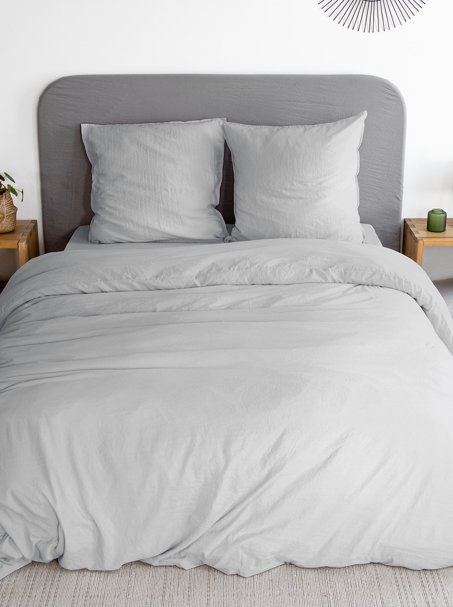 Parure de lit unie ultra douce - 1 ou 2 personnes - GRIS