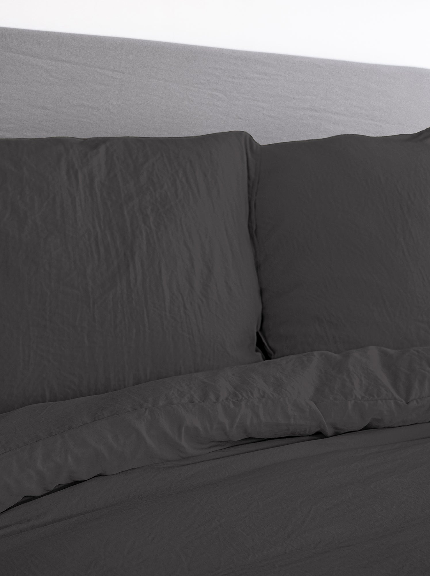 Parure de lit unie ultra douce - 1 ou 2 personnes - Noir