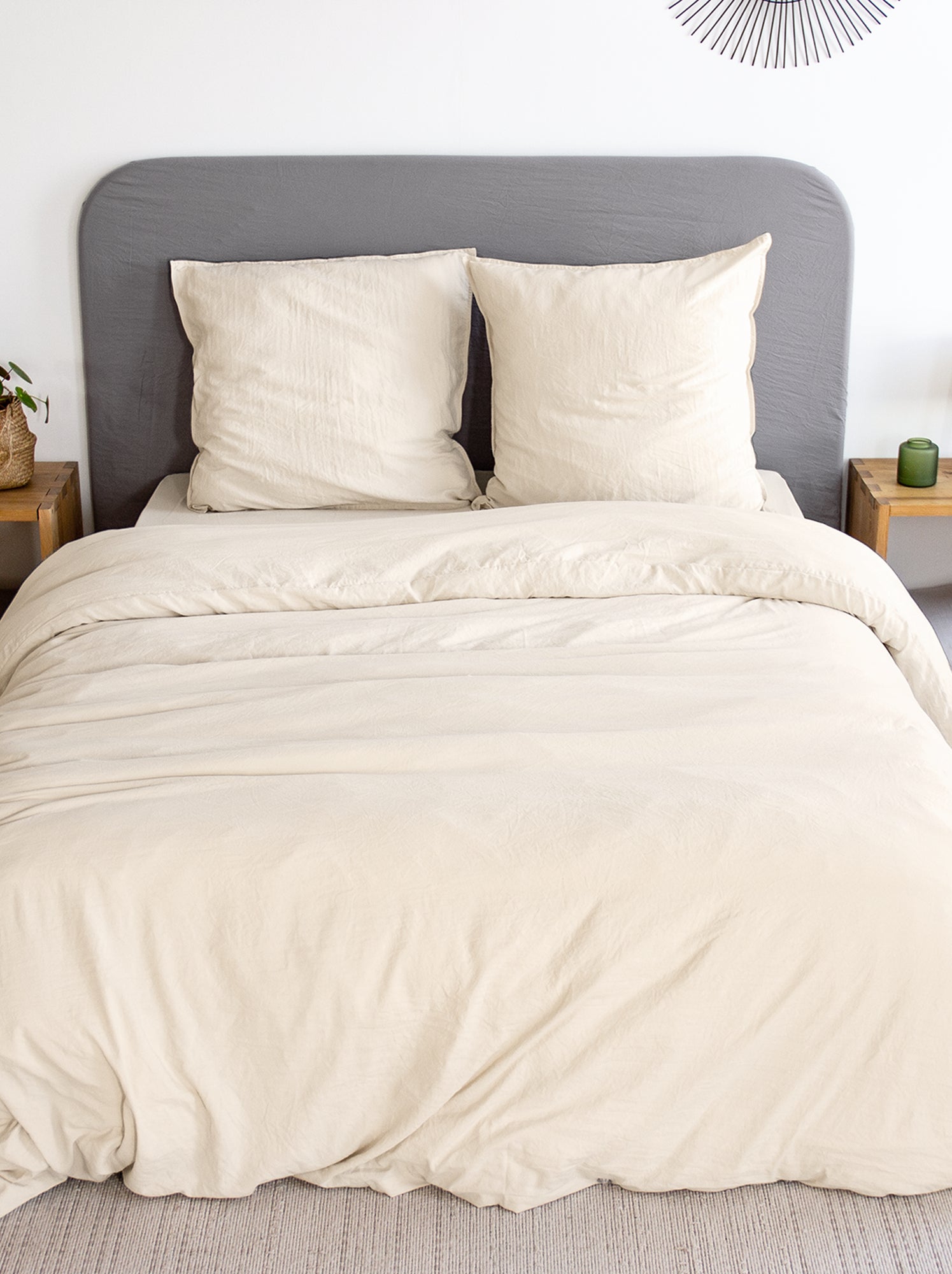 Parure de lit unie ultra douce - 1 ou 2 personnes - Sable