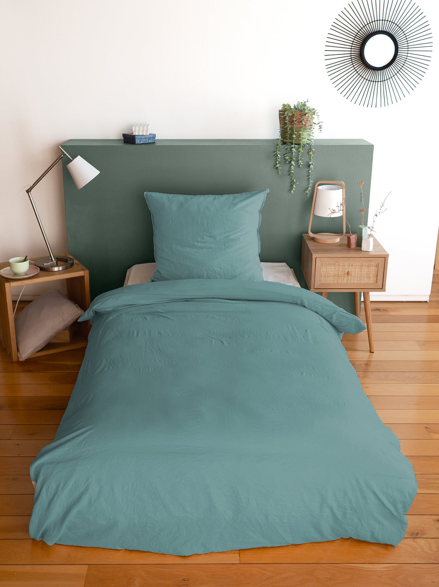 Parure de lit unie ultra douce - 1 ou 2 personnes - Vert (BGQ88_12)