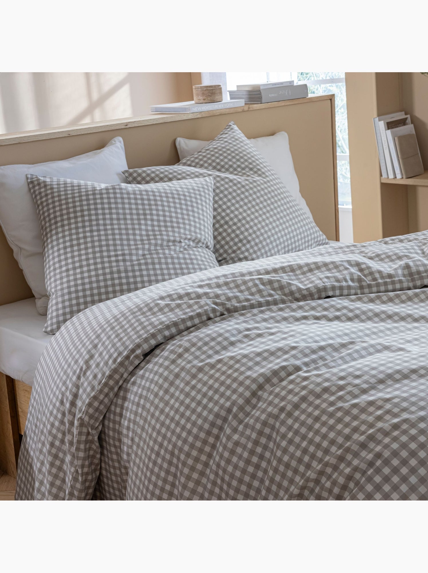 Parure de lit vichy - Beige