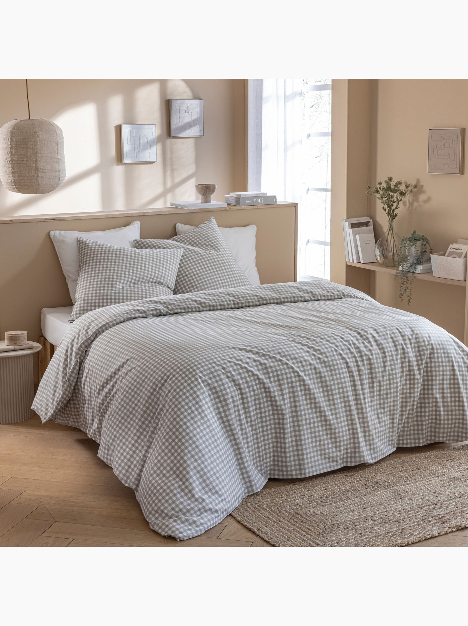 Parure de lit vichy - Beige