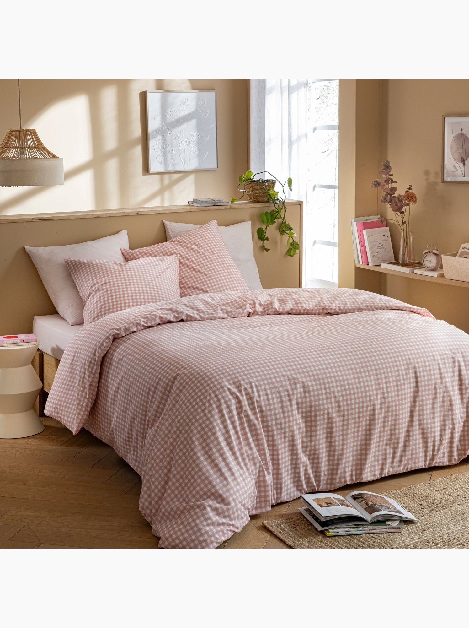 Parure de lit vichy - Rose