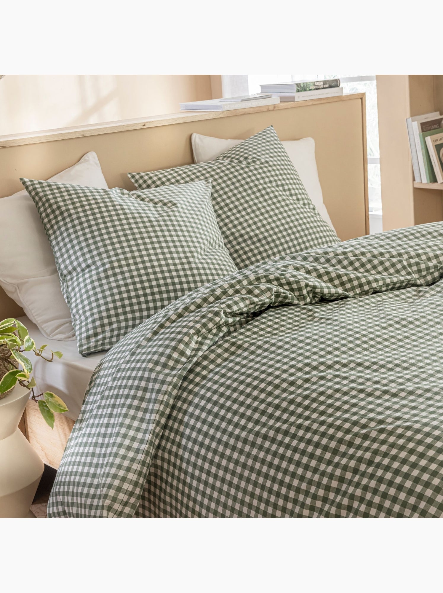 Parure de lit vichy - Vert d'eau