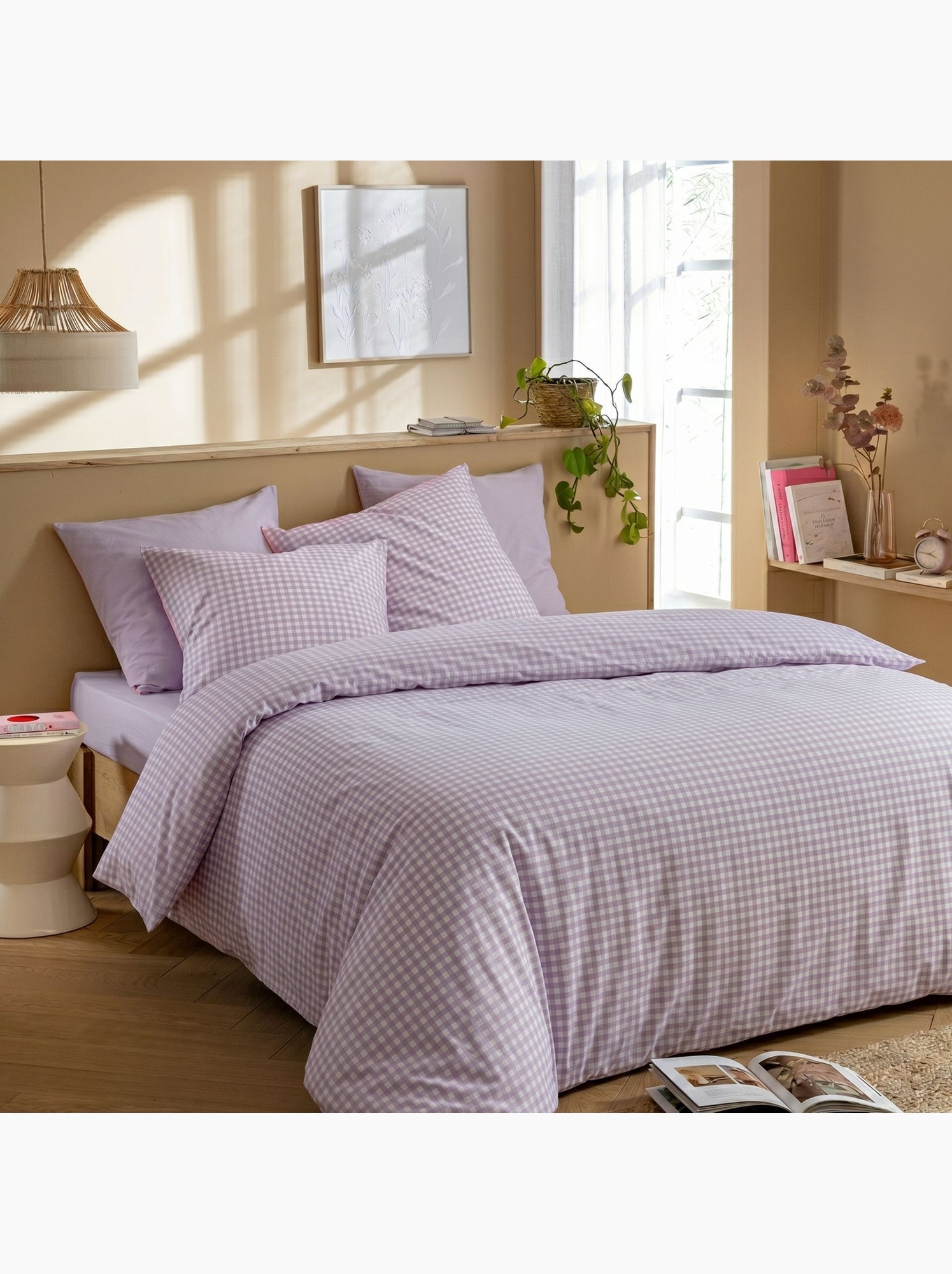 Parure de lit vichy - Violet
