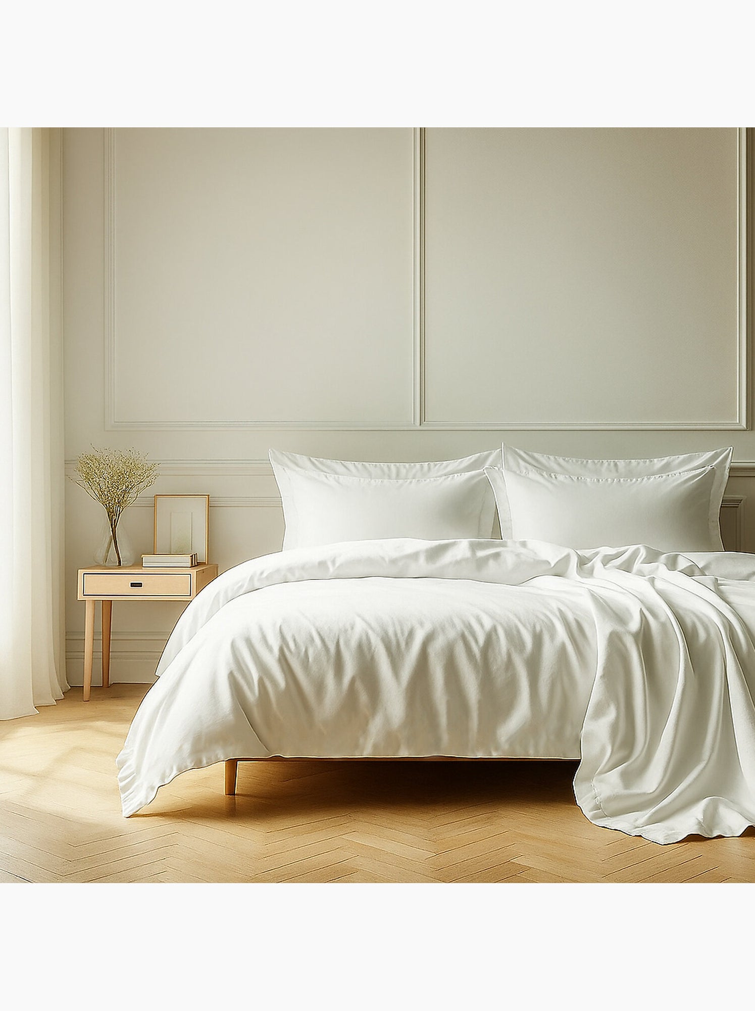 Parure housse de couette 100 % coton essentiel - Blanc