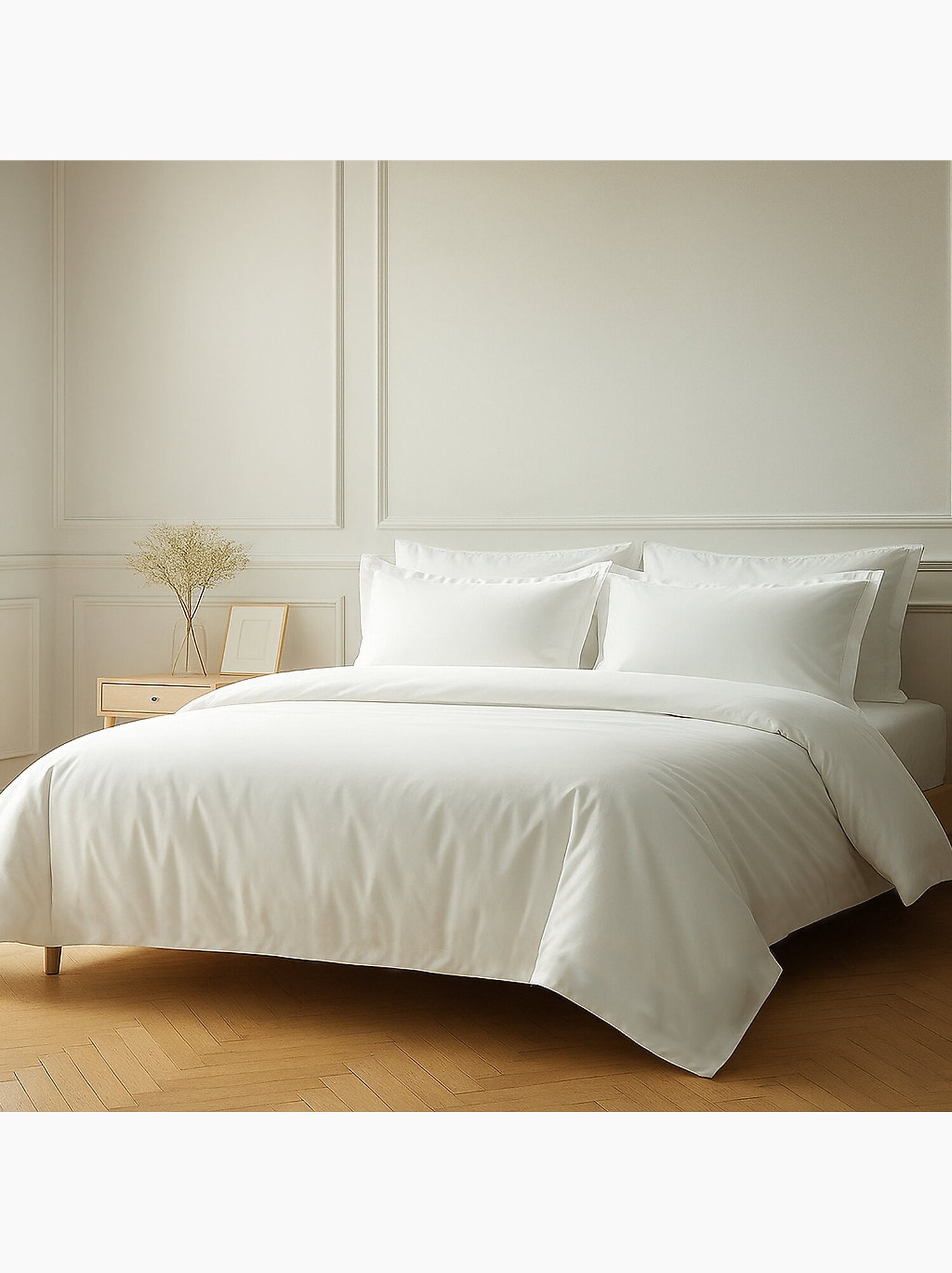 Parure housse de couette 100 % coton essentiel - Blanc