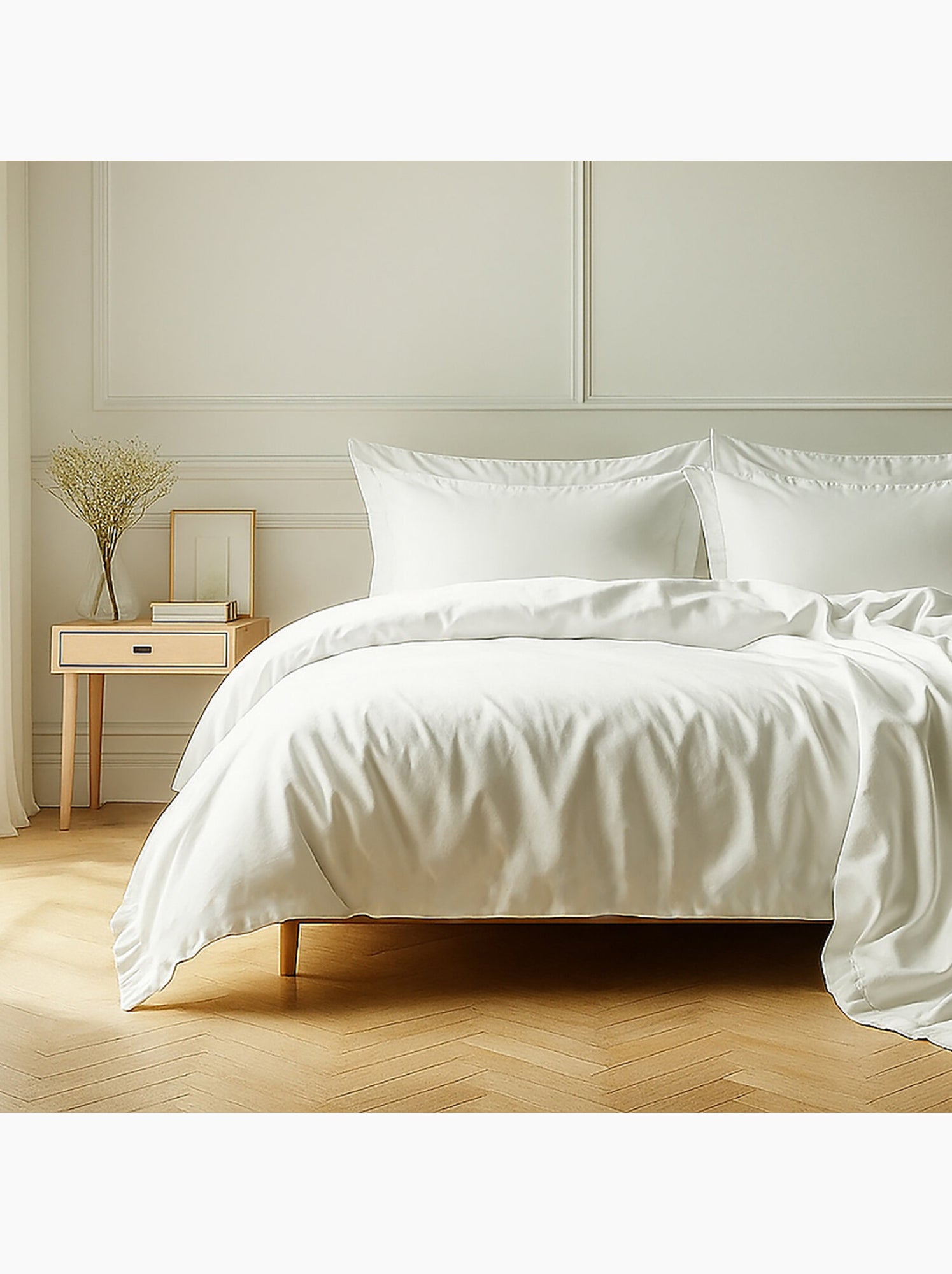 Parure housse de couette 100 % coton essentiel - Blanc