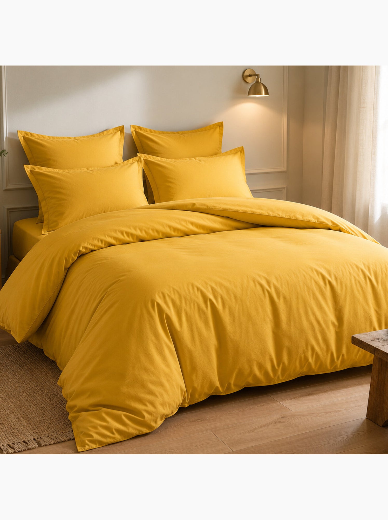 Parure housse de couette 100 % coton essentiel - Gold