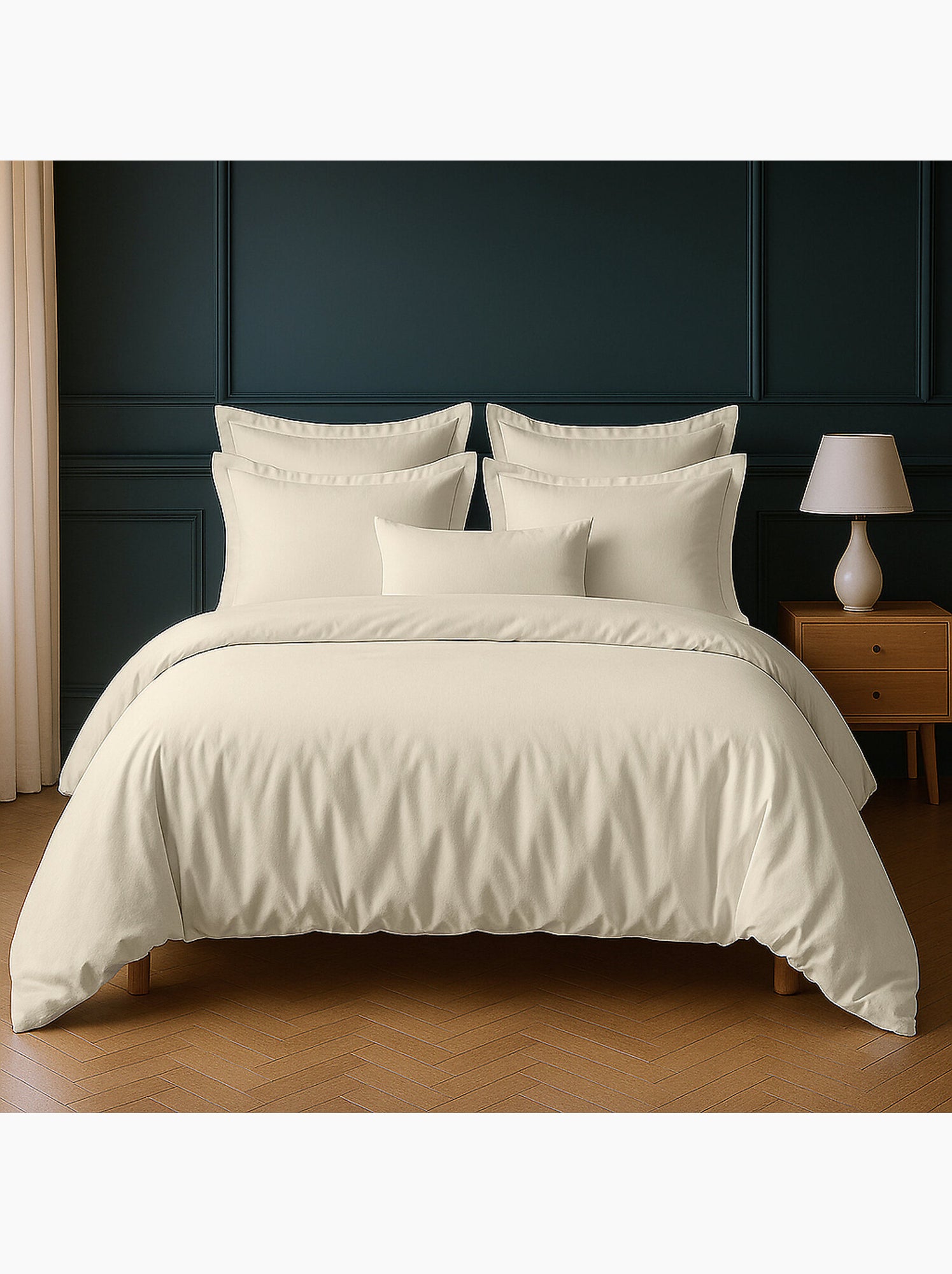 Parure housse de couette 100 % coton essentiel - Ivoire