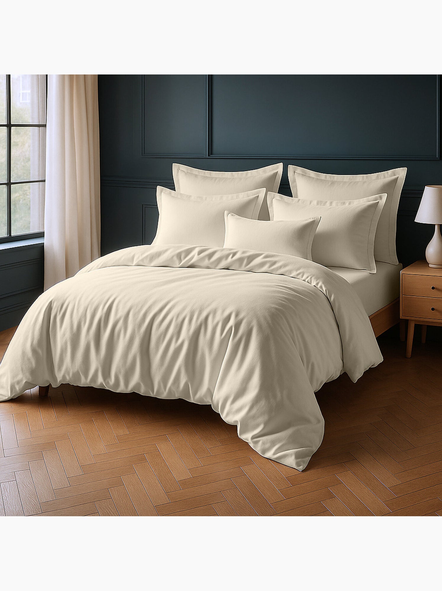 Parure housse de couette 100 % coton essentiel - Ivoire
